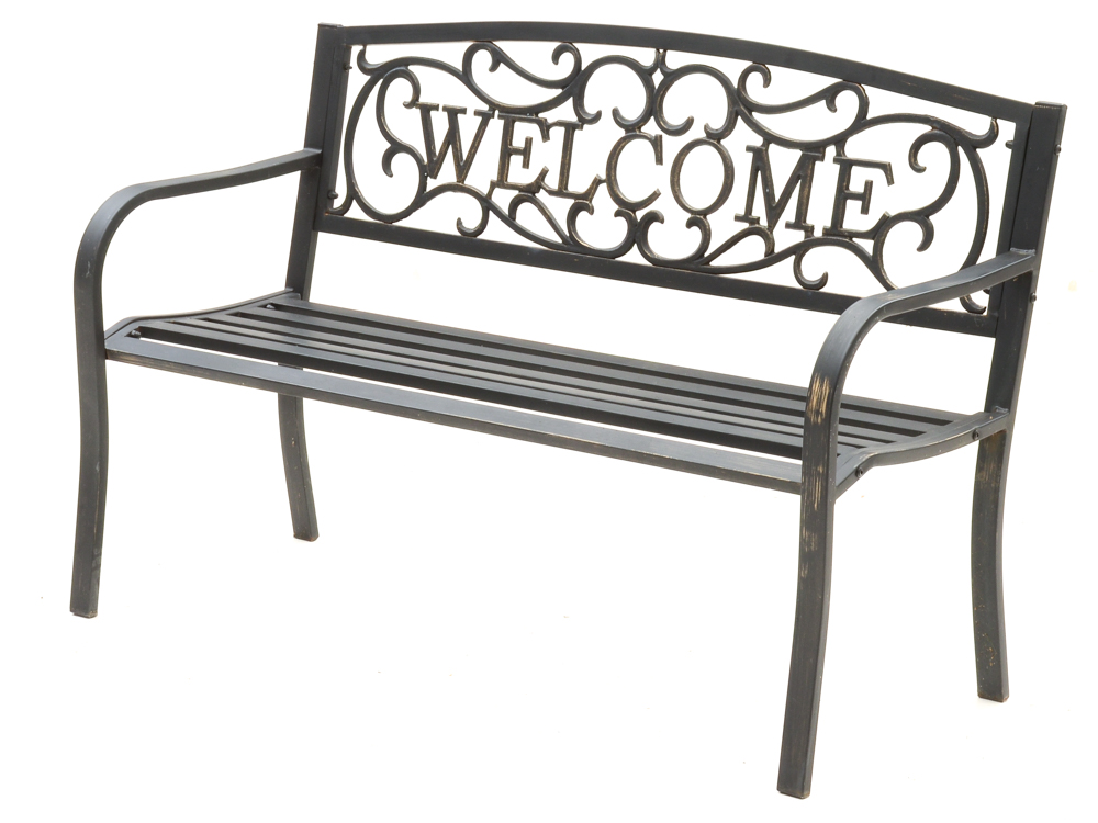 Pair of Black Metal Outdoor Benches