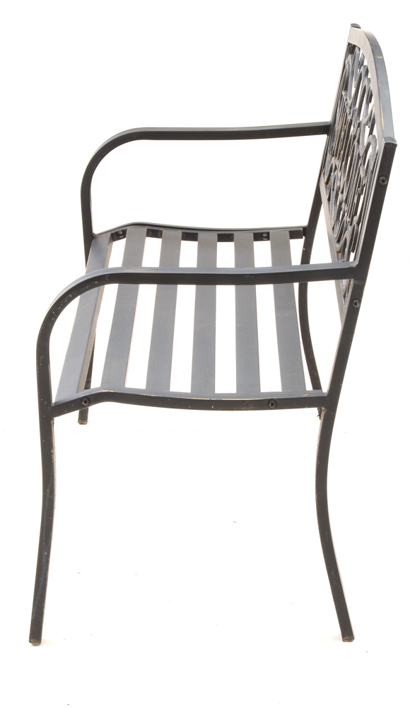 Pair of Black Metal Outdoor Benches