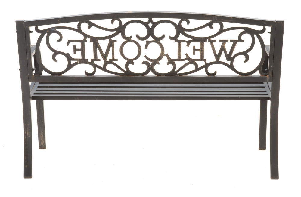 Pair of Black Metal Outdoor Benches