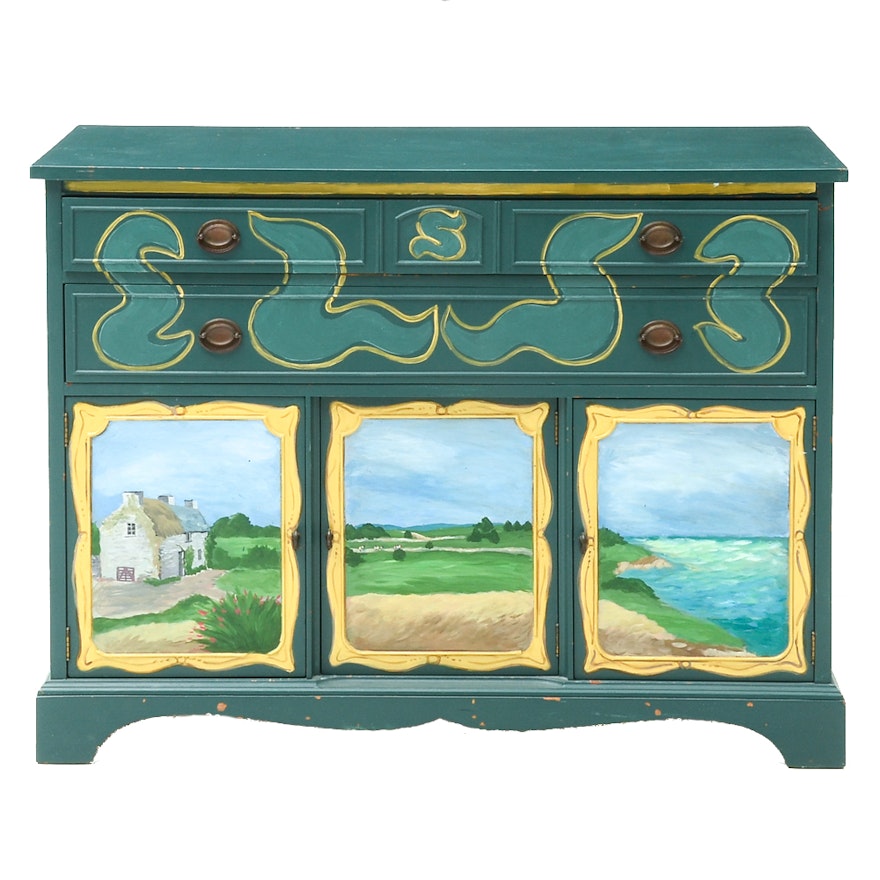 Decoratively Painted Brickwede Brothers Sideboard
