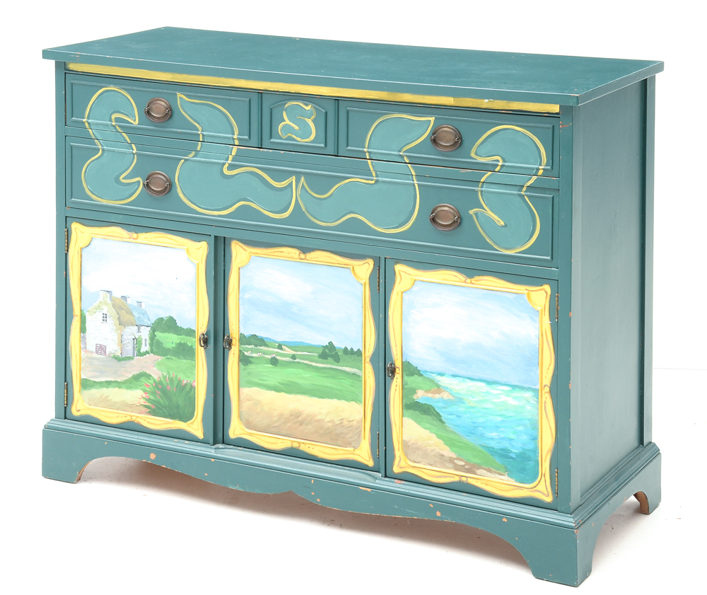 Decoratively Painted Brickwede Brothers Sideboard