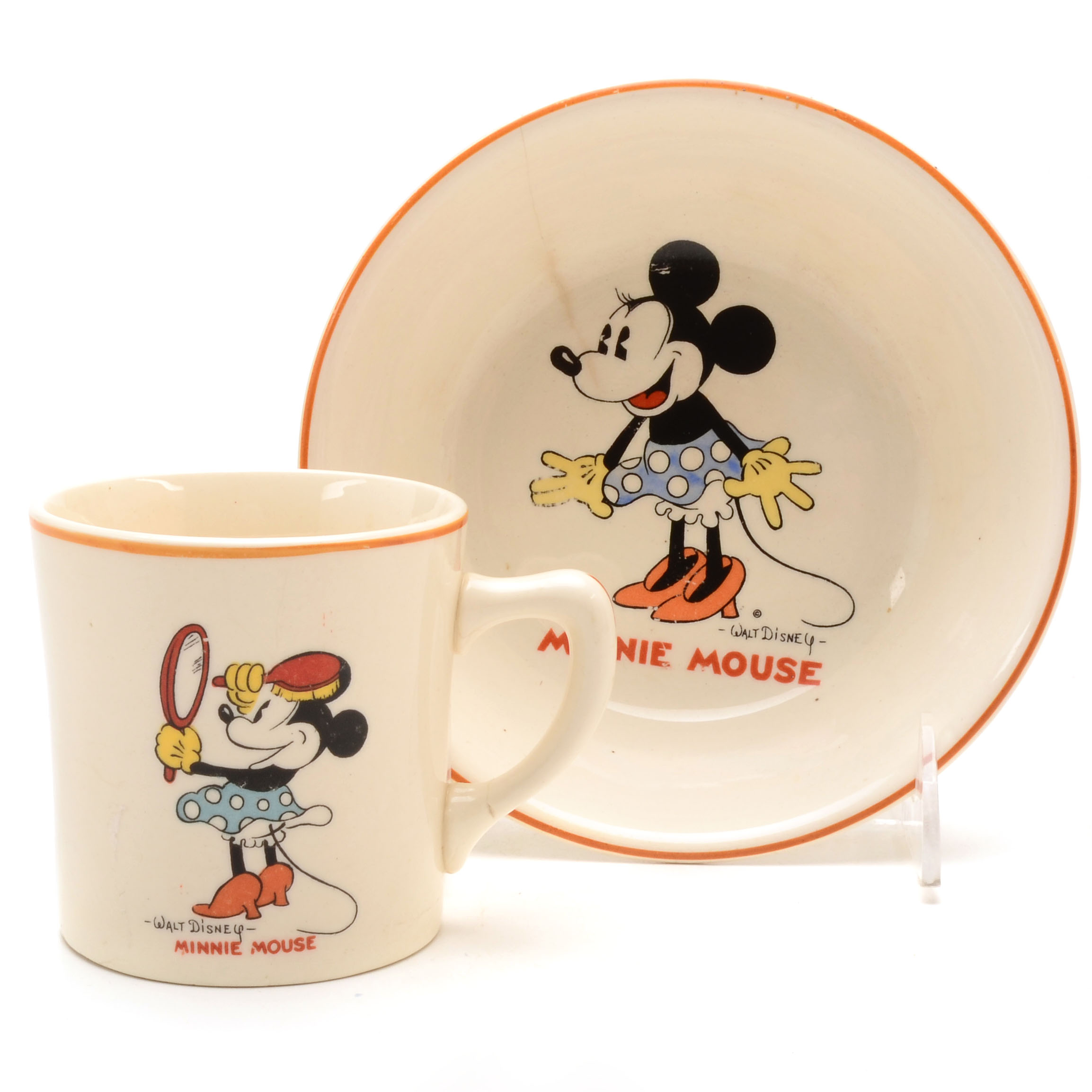 Early Disney Minnie Mouse Child's Cup and Bowl By Patriot China
