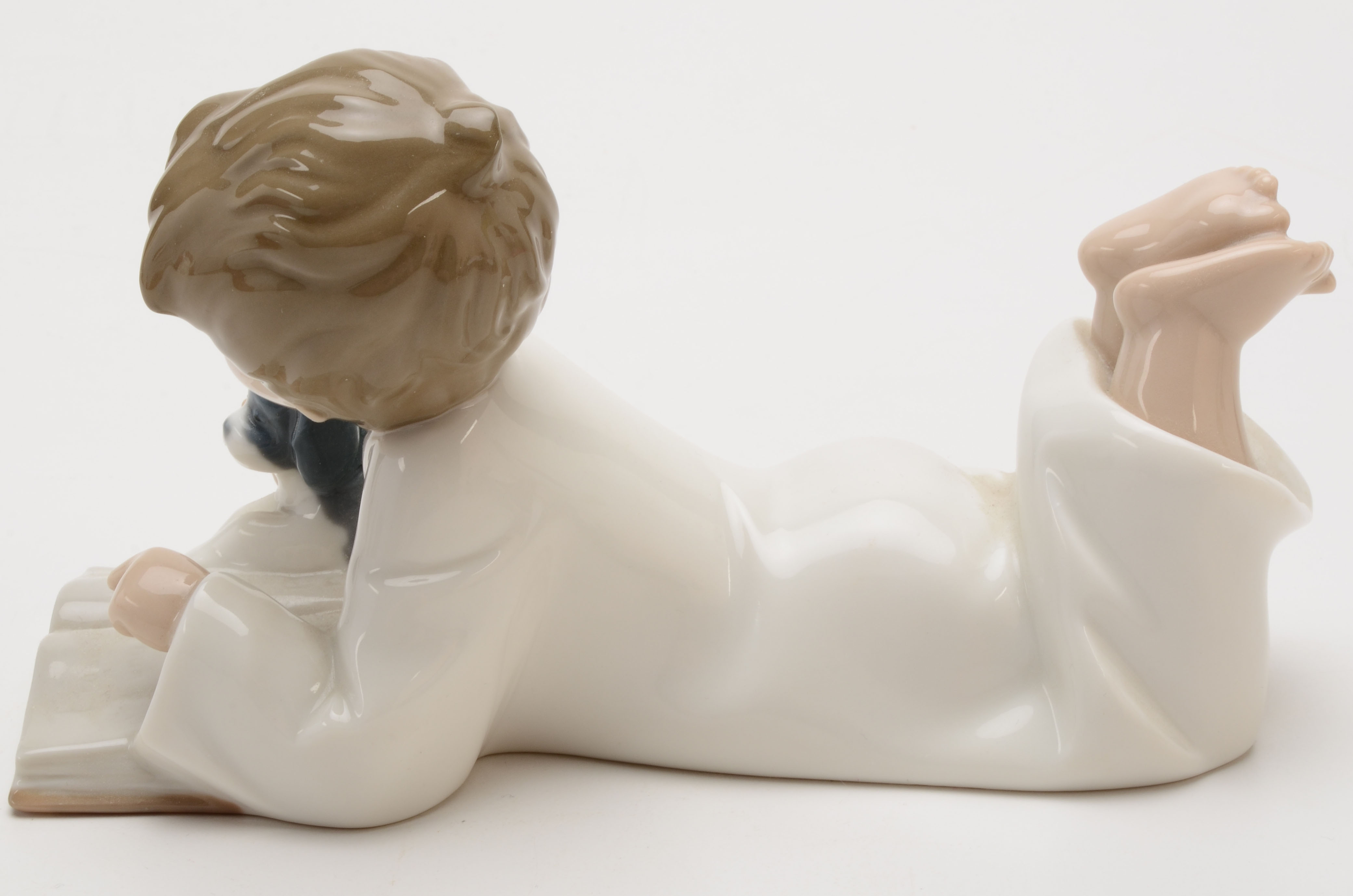 Lladro "Repeat after Me" Boy with Puppy Reading Figurine