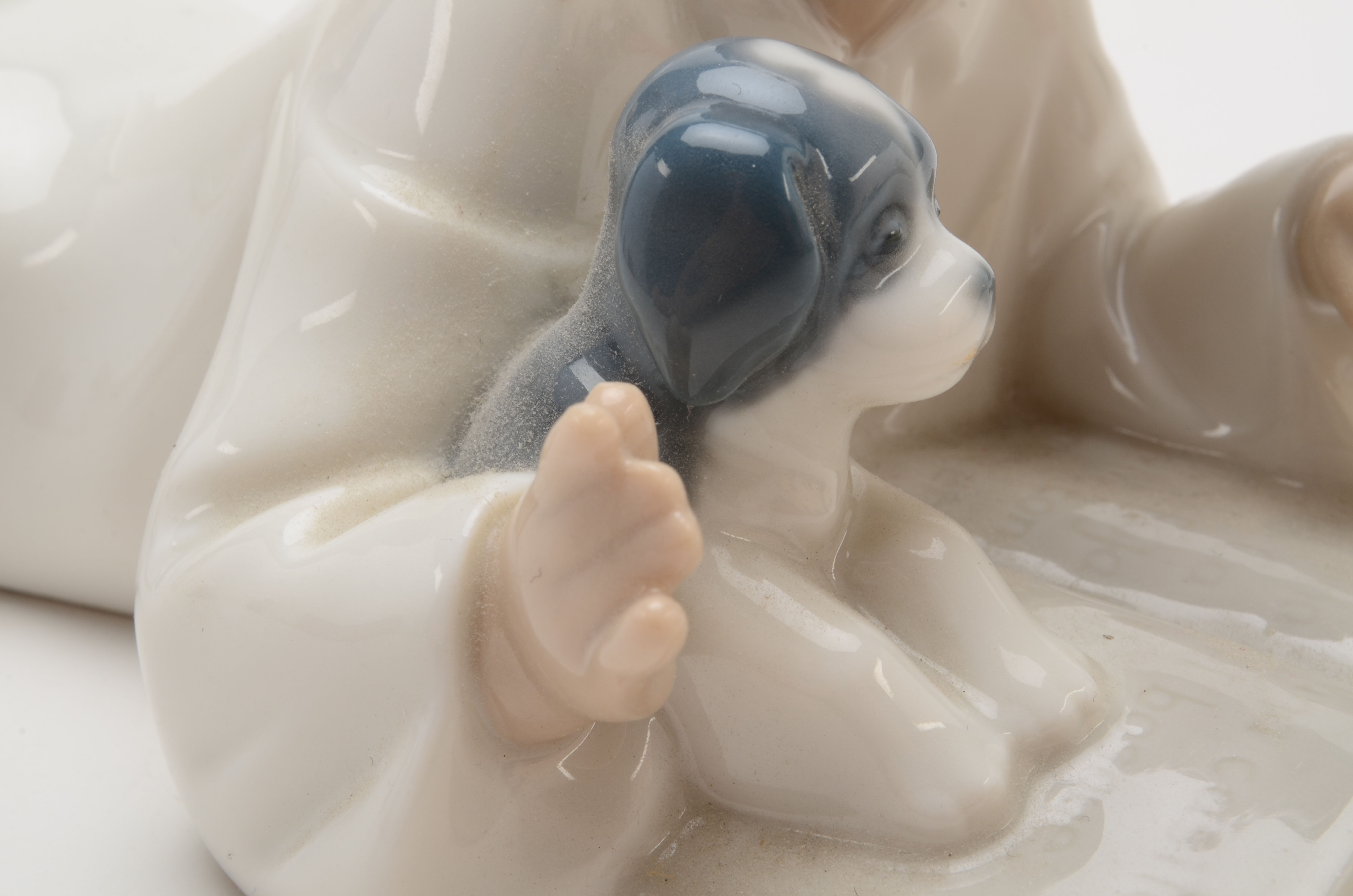 Lladro "Repeat after Me" Boy with Puppy Reading Figurine