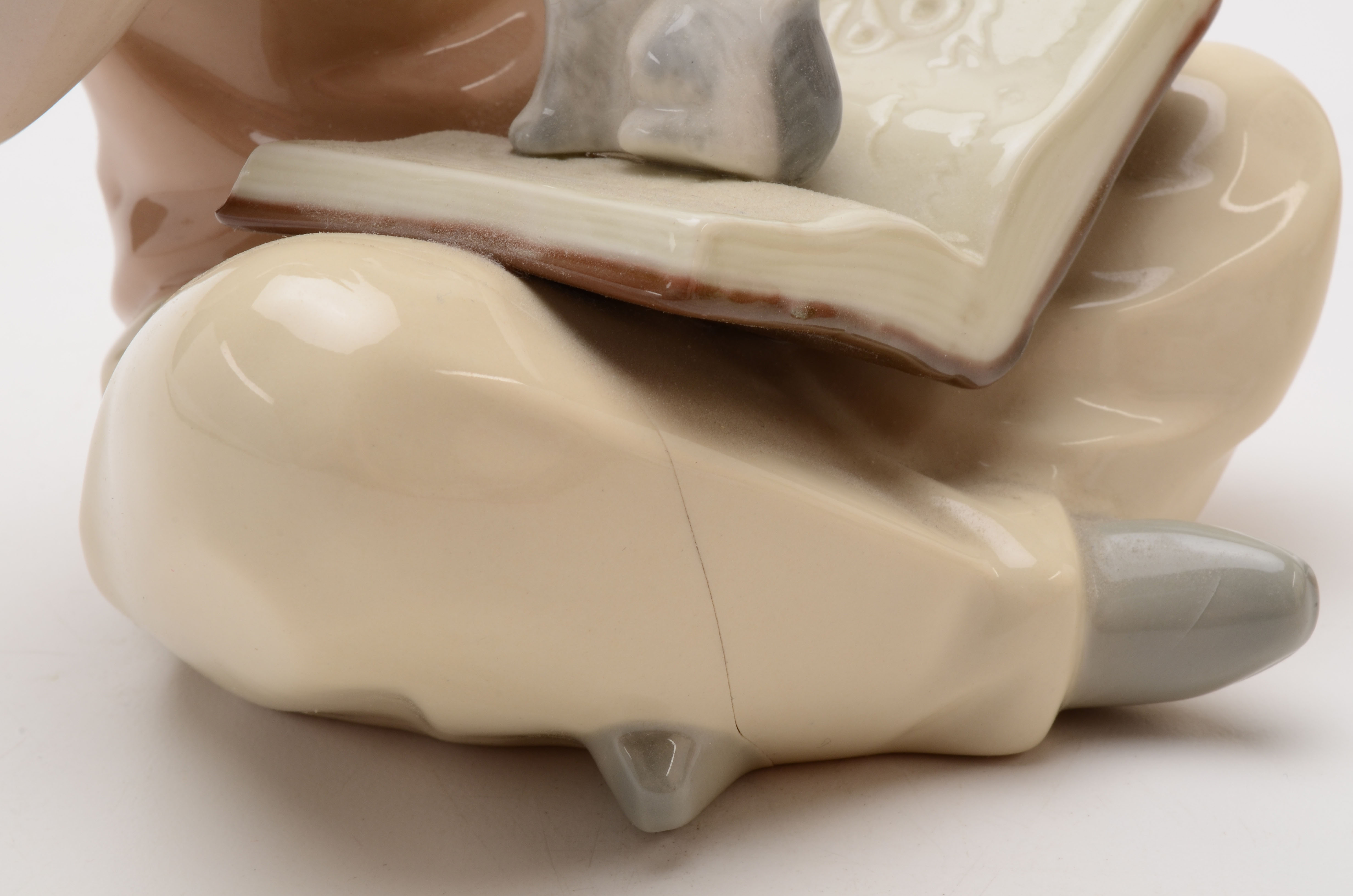 Nadal Porcelain Figurine of Girl Reading with Kittens