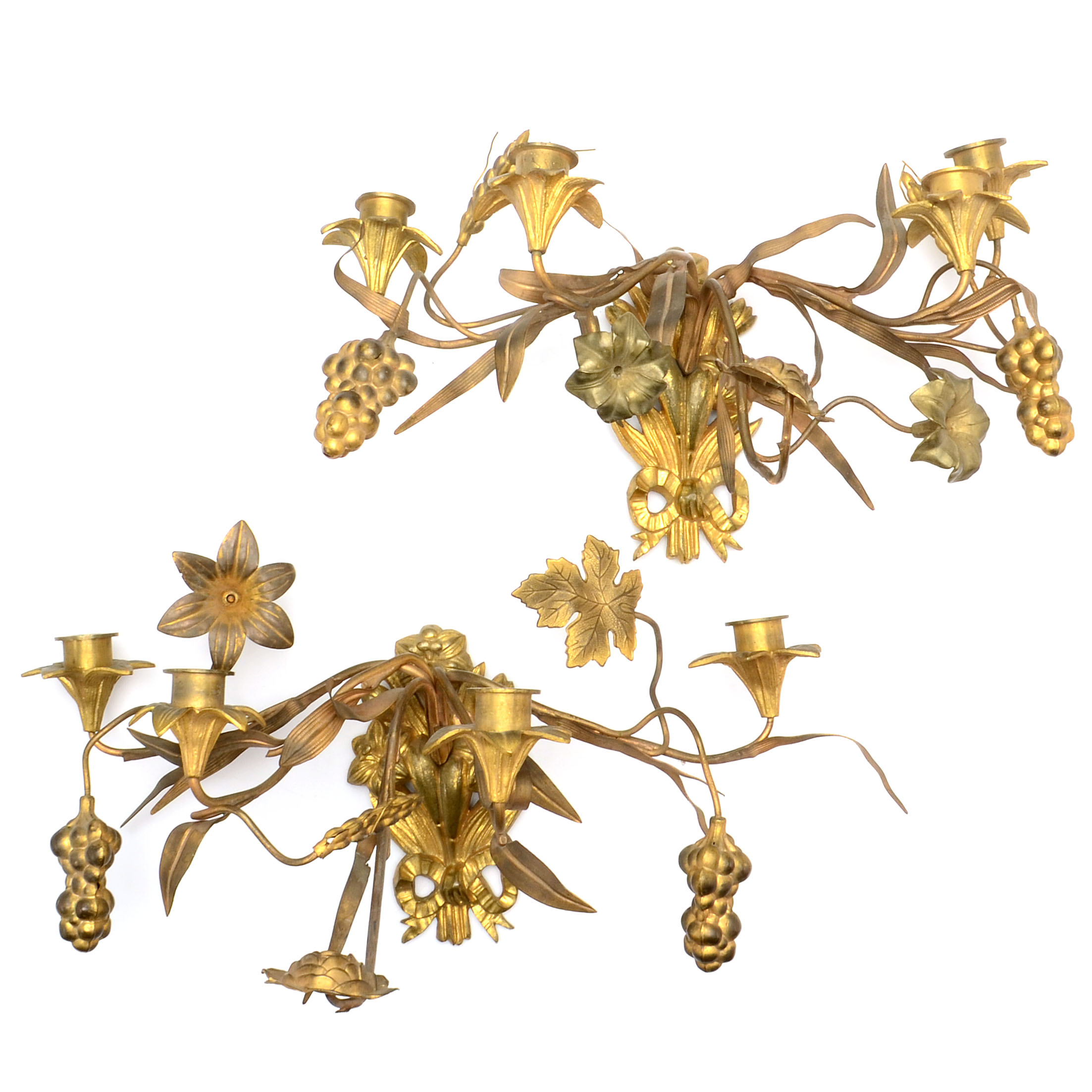 Italian Style Gilded Metal Wall Sconces