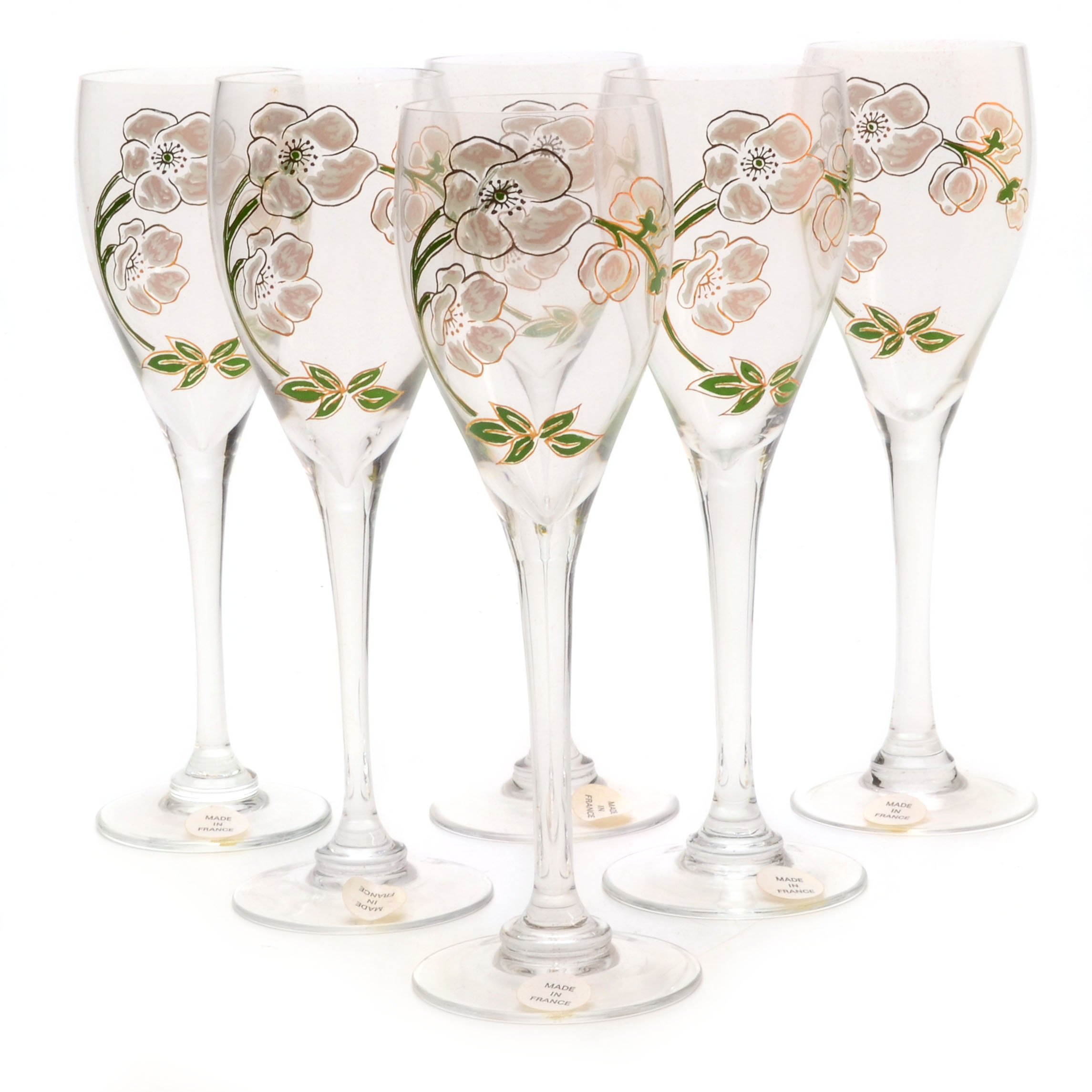 Set of Perrier Jouet French Champagne Glasses