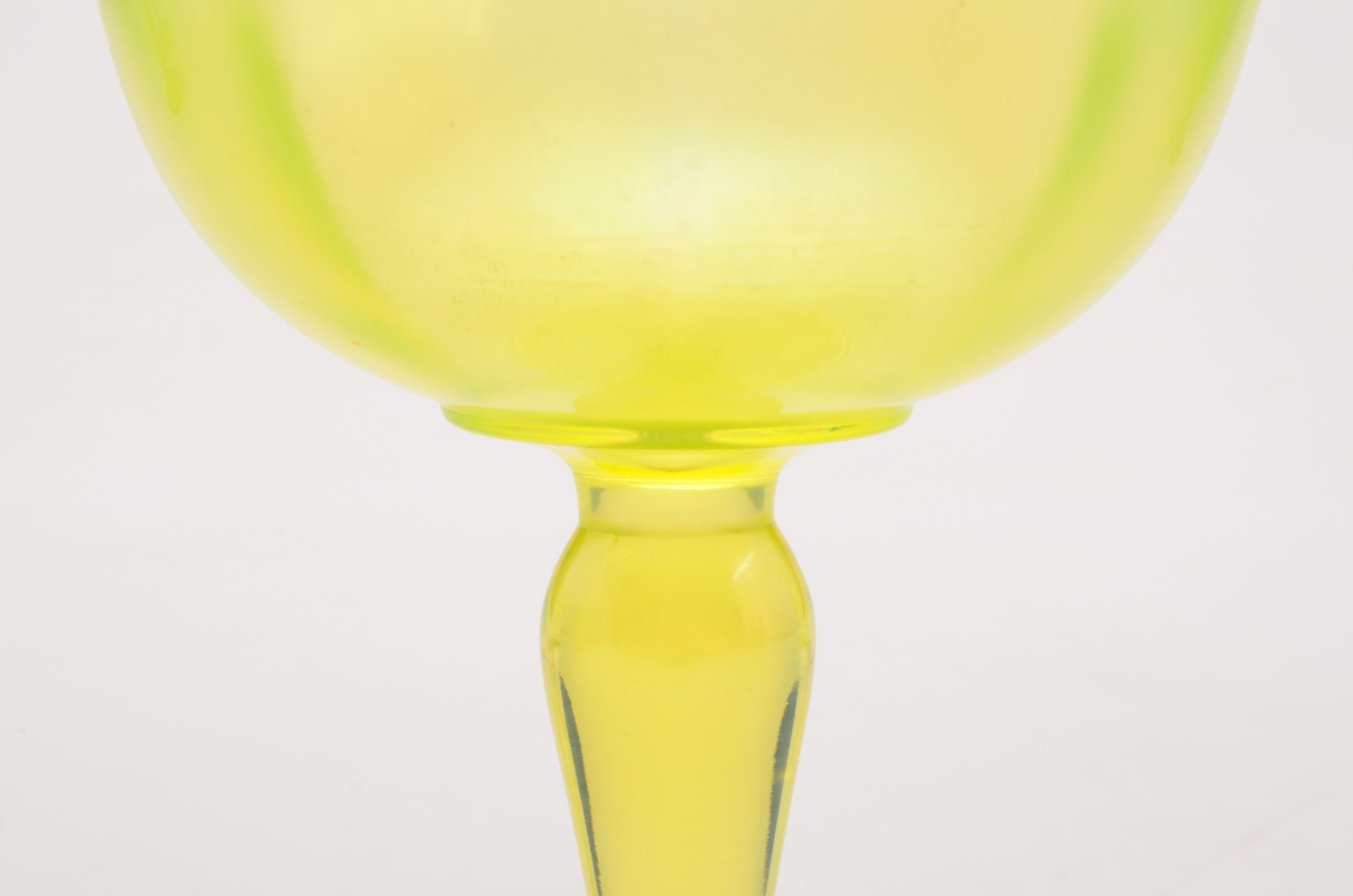 Vintage Vaseline Glass Sherbets or Champagne Coupes