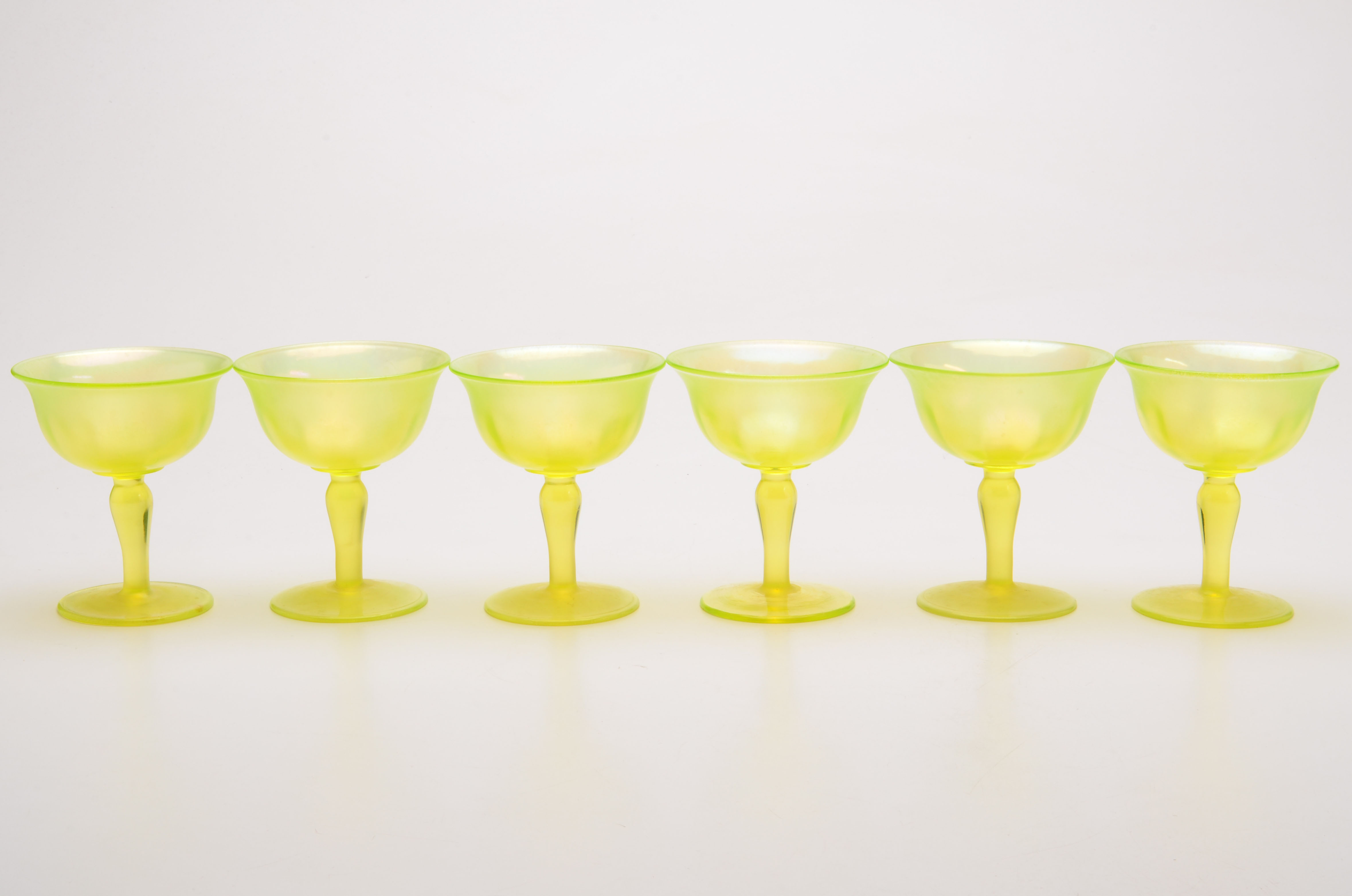 Vintage Vaseline Glass Sherbets or Champagne Coupes