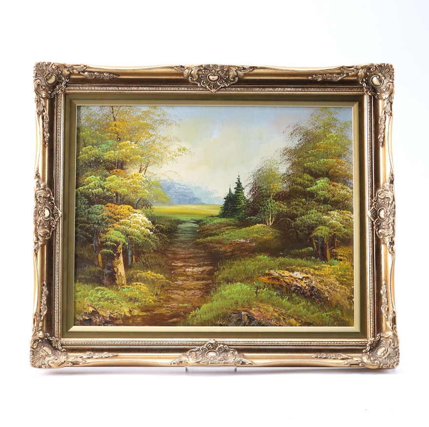 Oil Painting on Canvas of an Idyllic Woodland Landscape