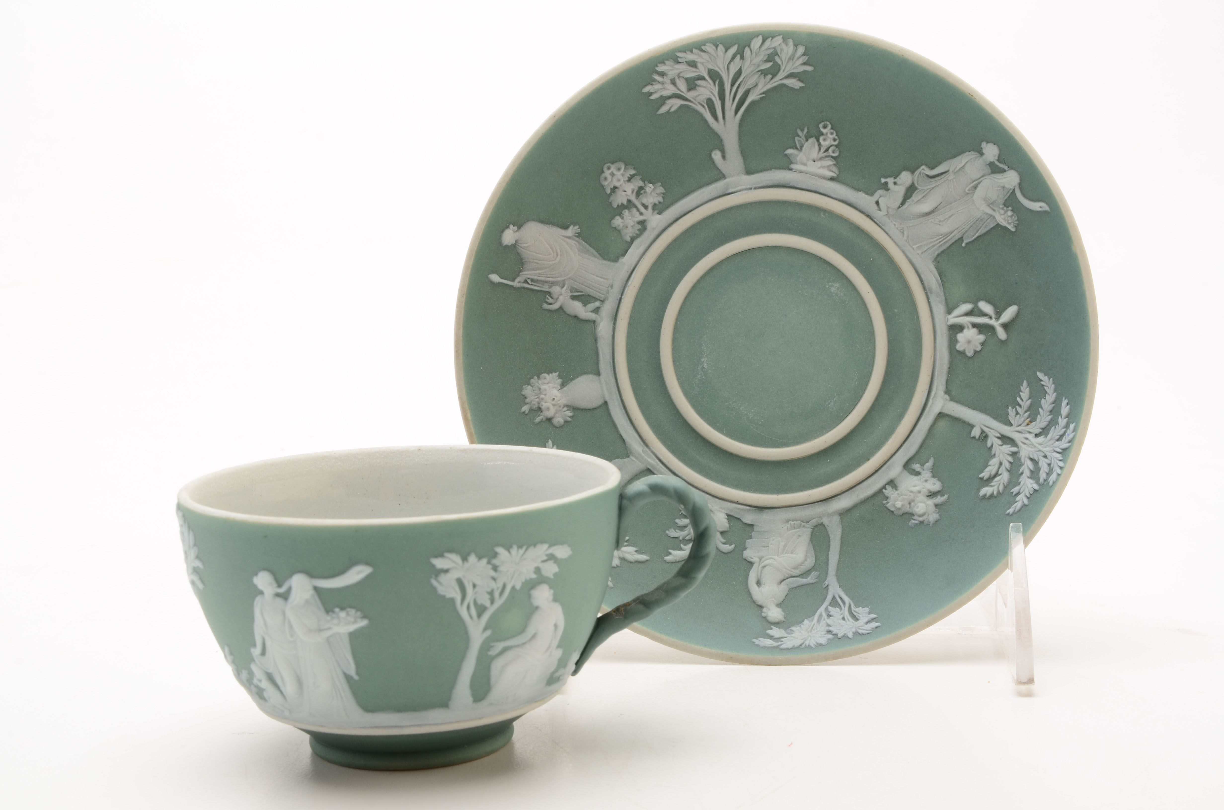 Wedgwood Jasperware Sugar Bowl, Creamer and Tea Cups with Saucers