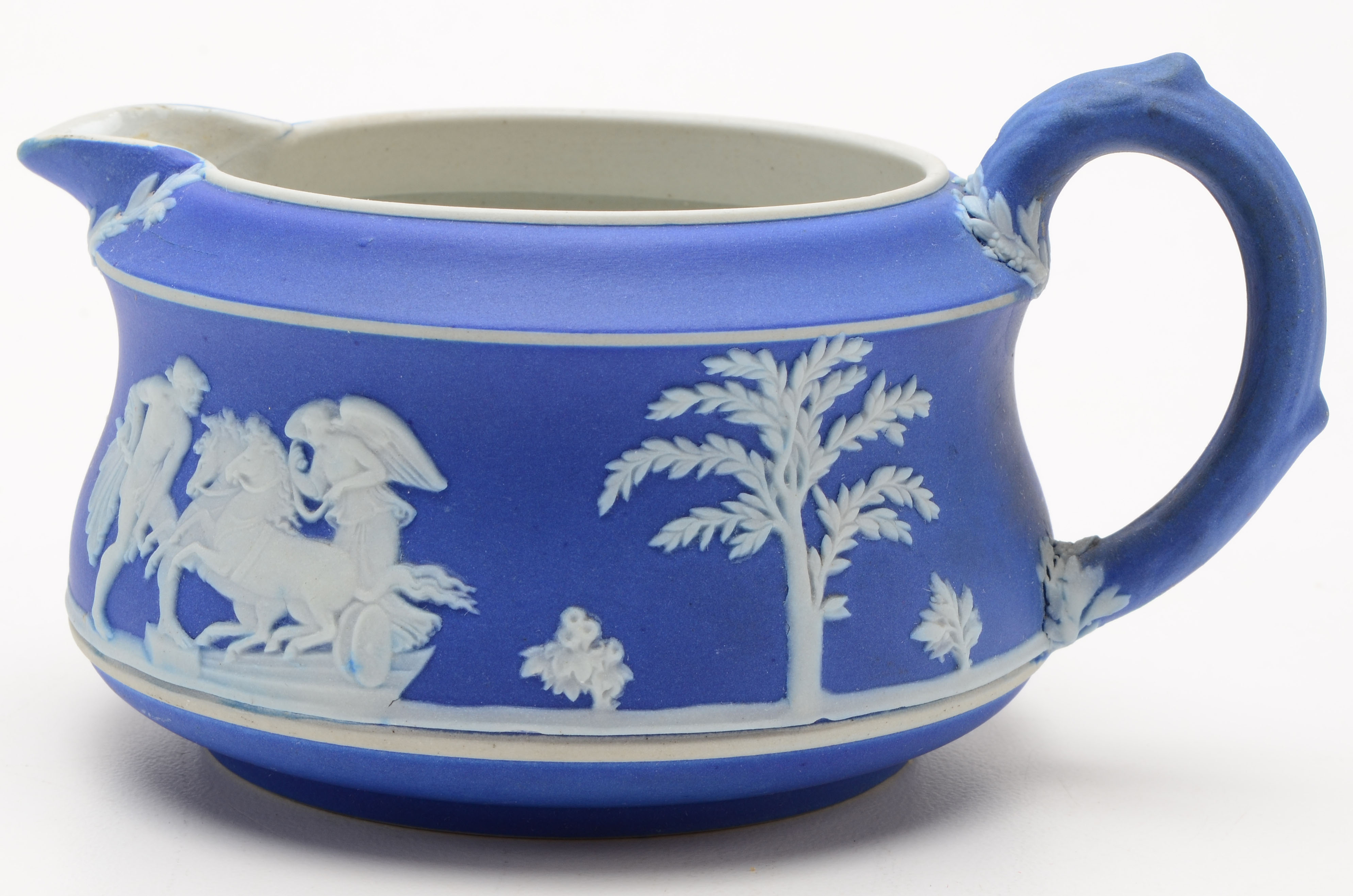 Wedgwood Jasperware Sugar Bowl, Creamer and Tea Cups with Saucers