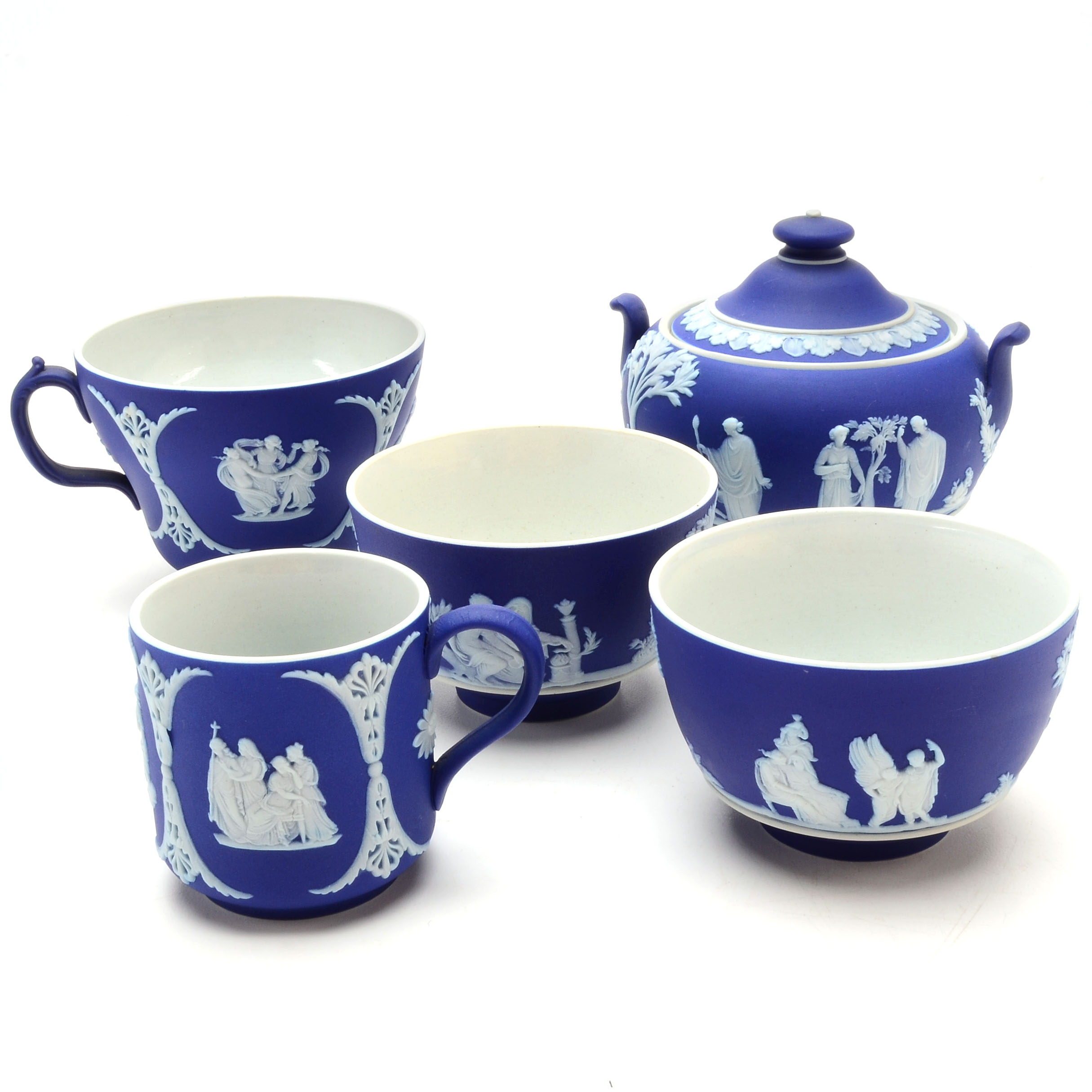 Wedgwood Blue Jasperware Tea Service Assortment