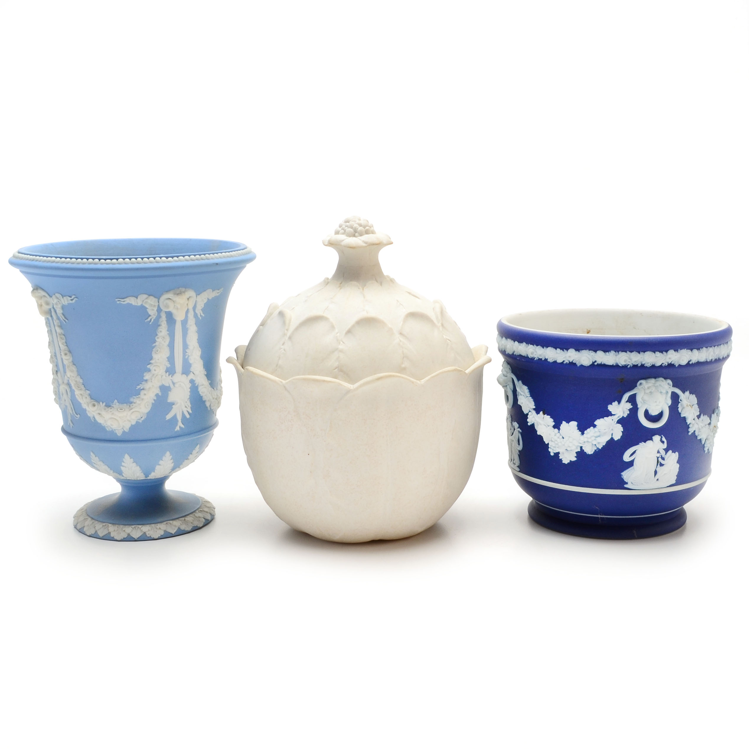 Wedgwood Jasperware Planters and Covered Dish