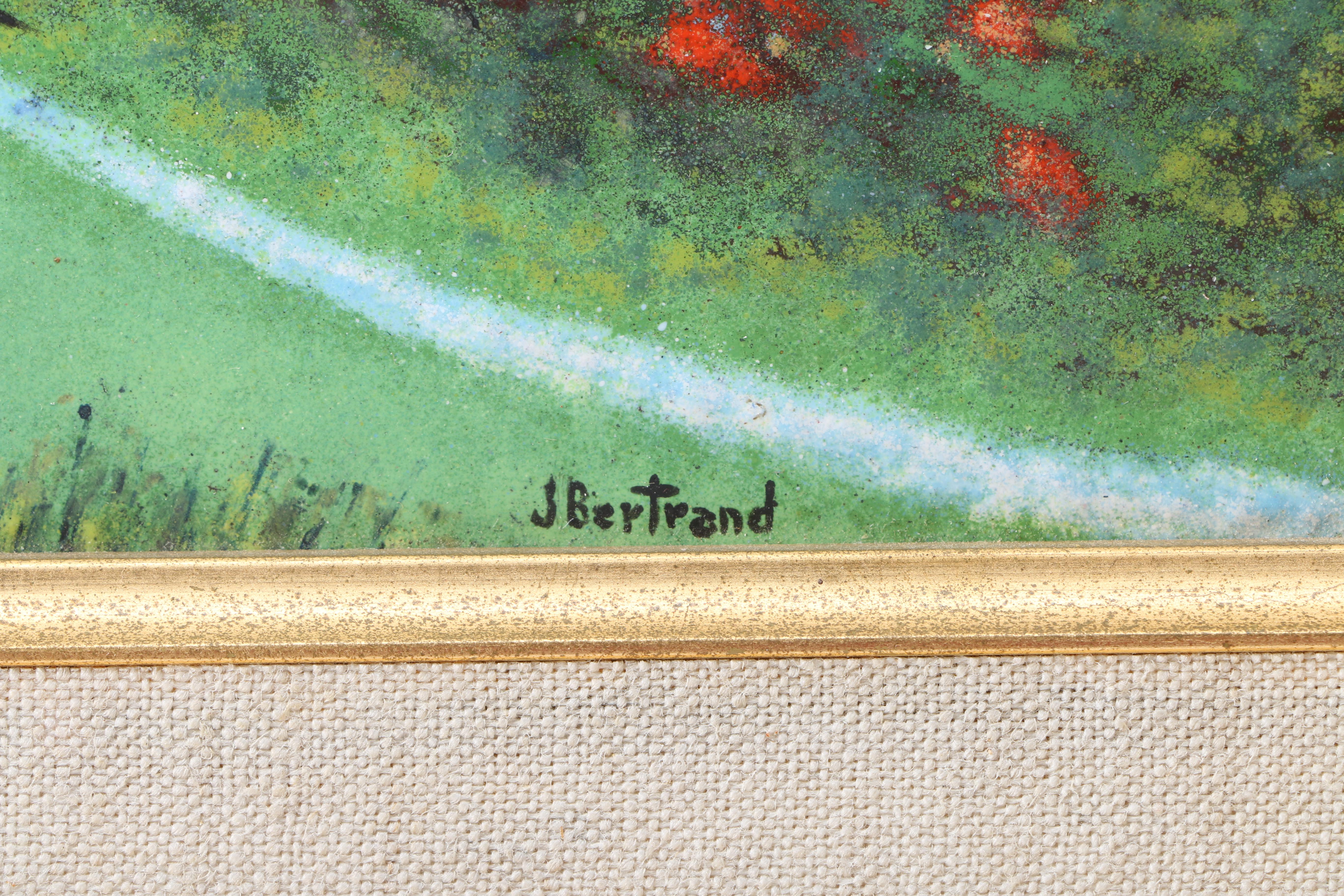 J. Bertrand Enamel on Copper of a Blossoming Tree