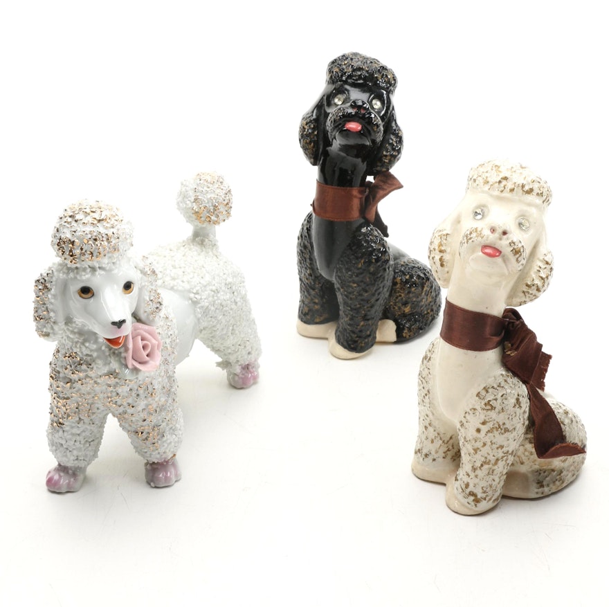 Trio of Ceramic Poodles