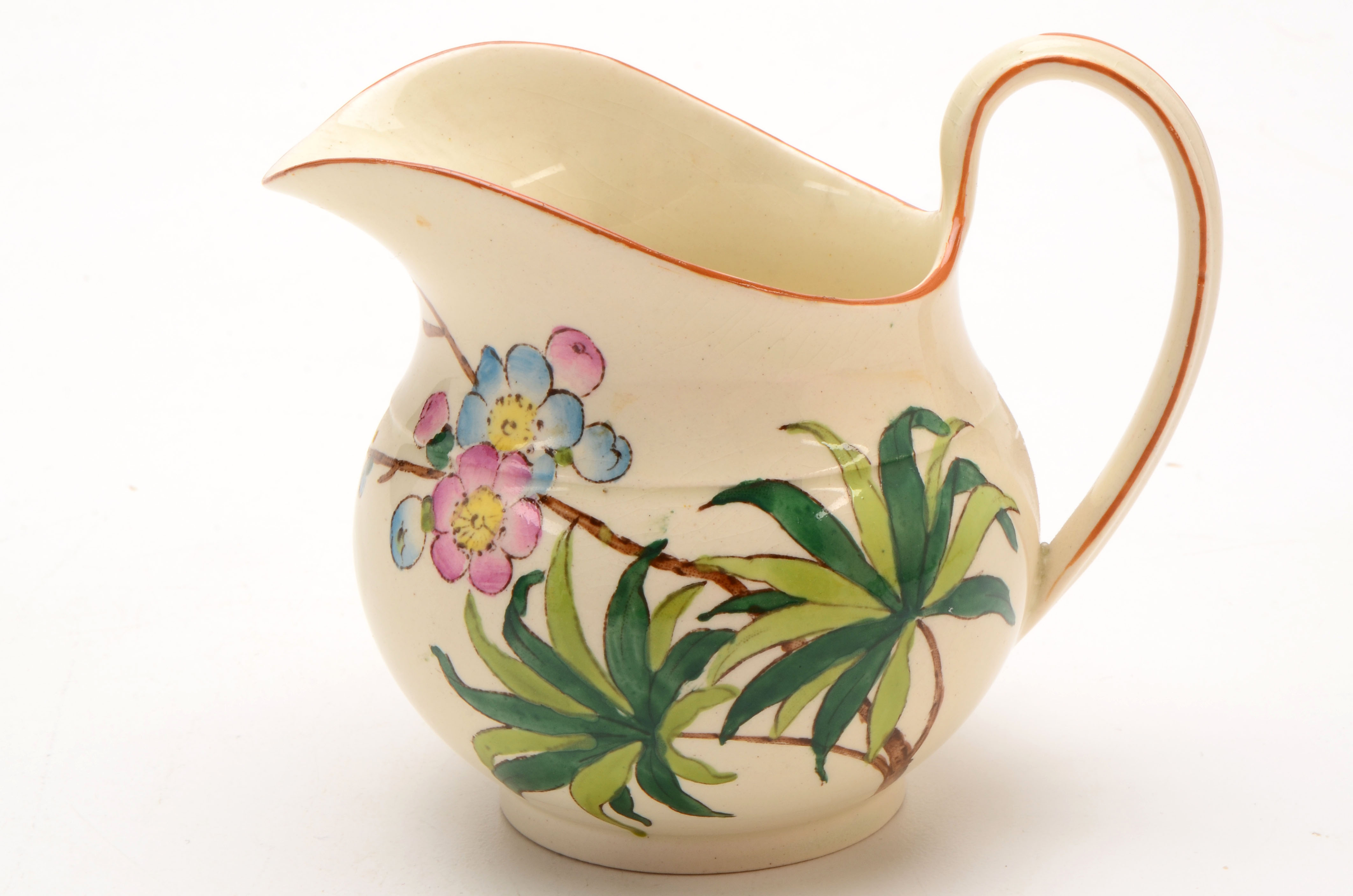 Pairing of Antique Wedgwood Etruria Hand Painted Creamers