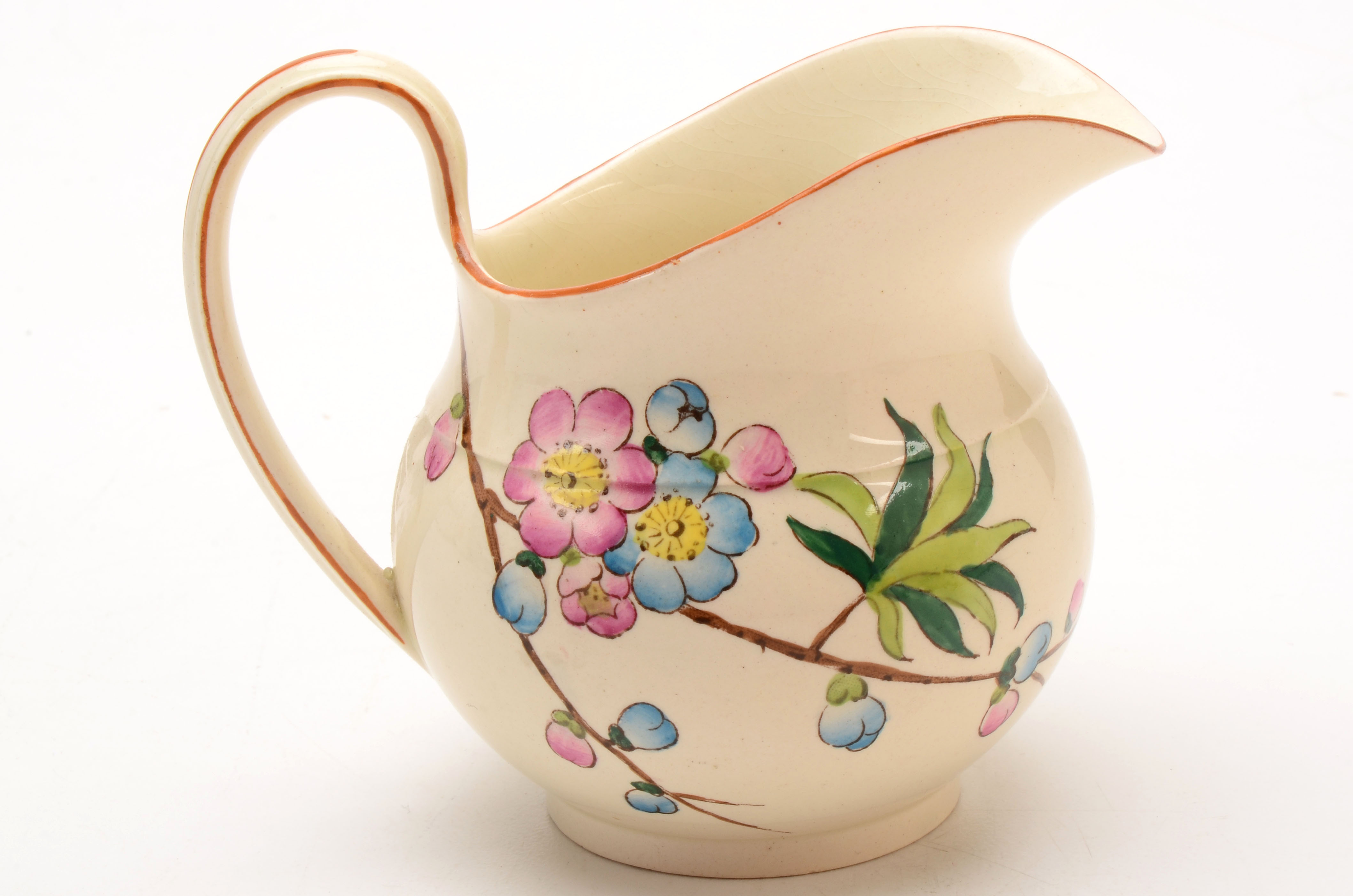 Pairing of Antique Wedgwood Etruria Hand Painted Creamers