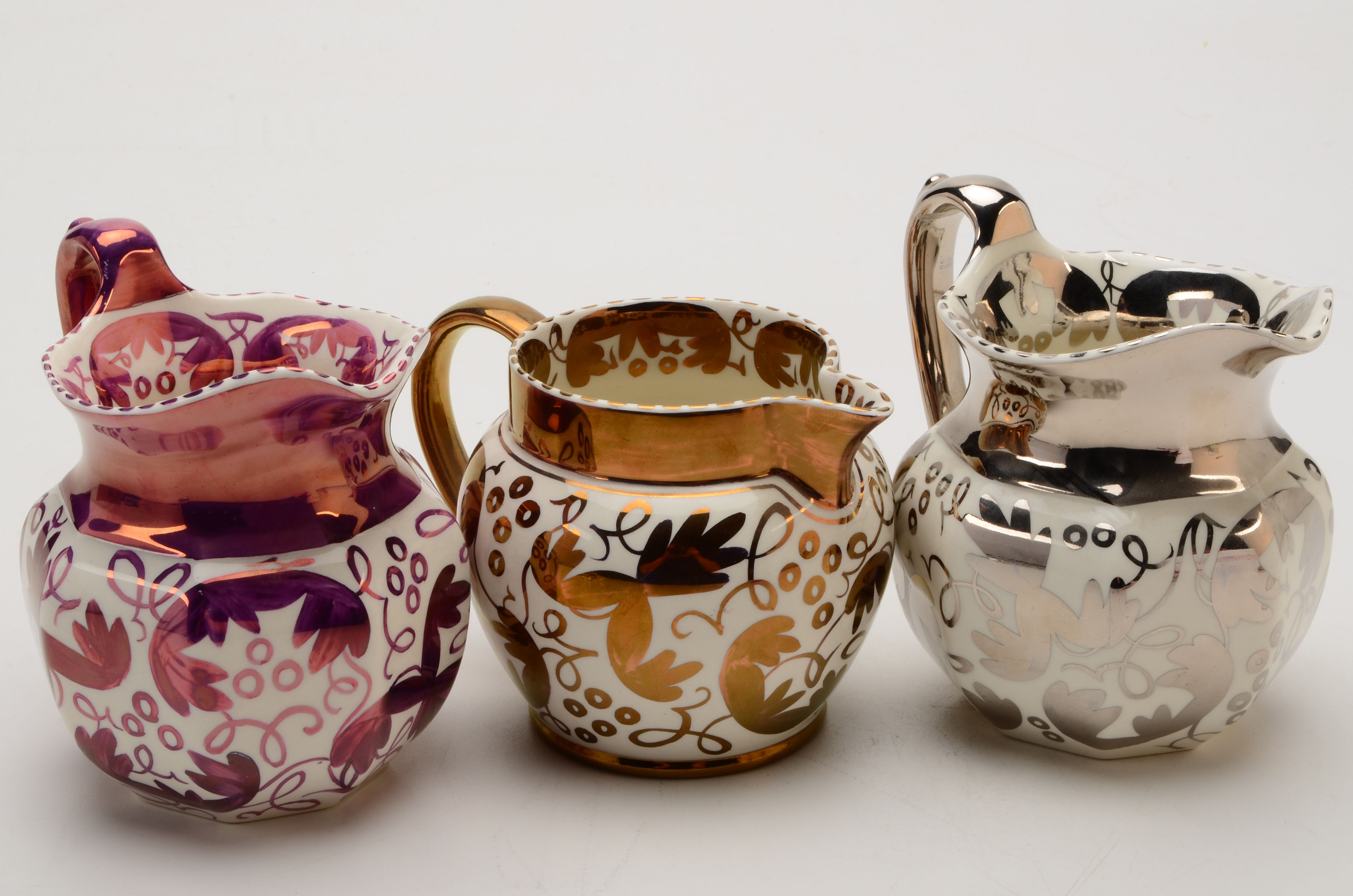 Three Vintage Wedgwood of Etruria & Barlaston Lustre Ware Jugs