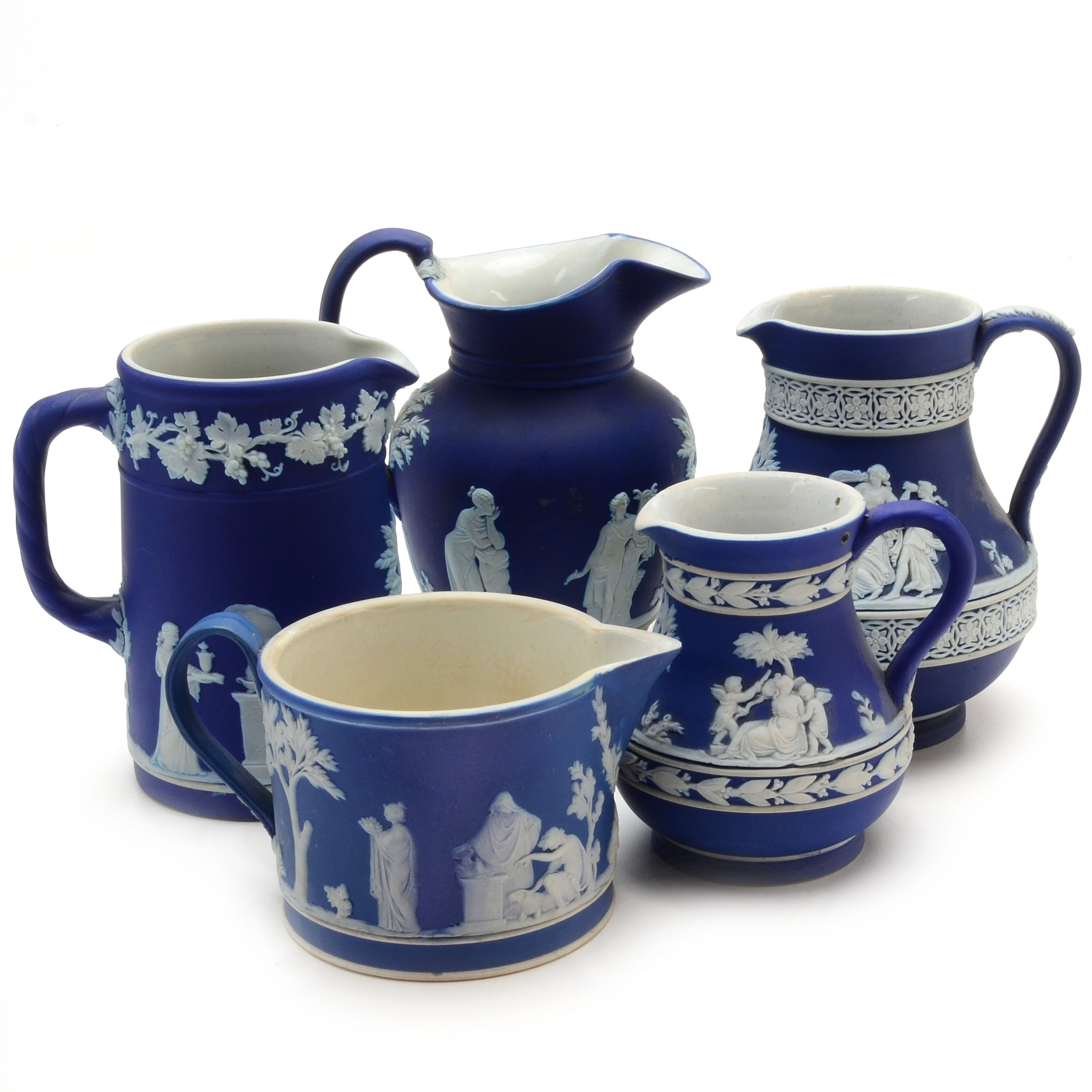 Antique and Vintage Wedgwood Jasperware Royal Blue Jugs