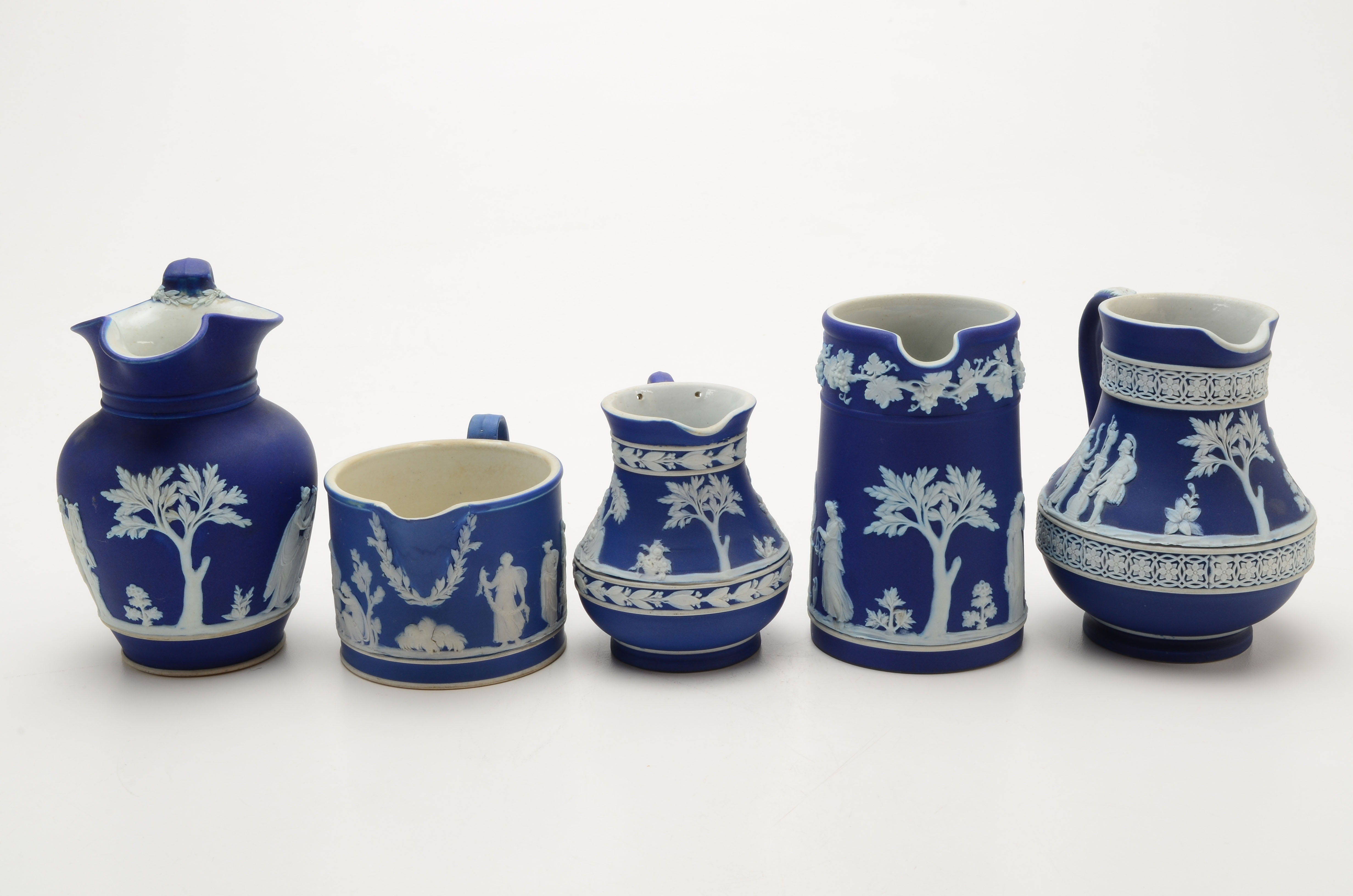 Antique and Vintage Wedgwood Jasperware Royal Blue Jugs