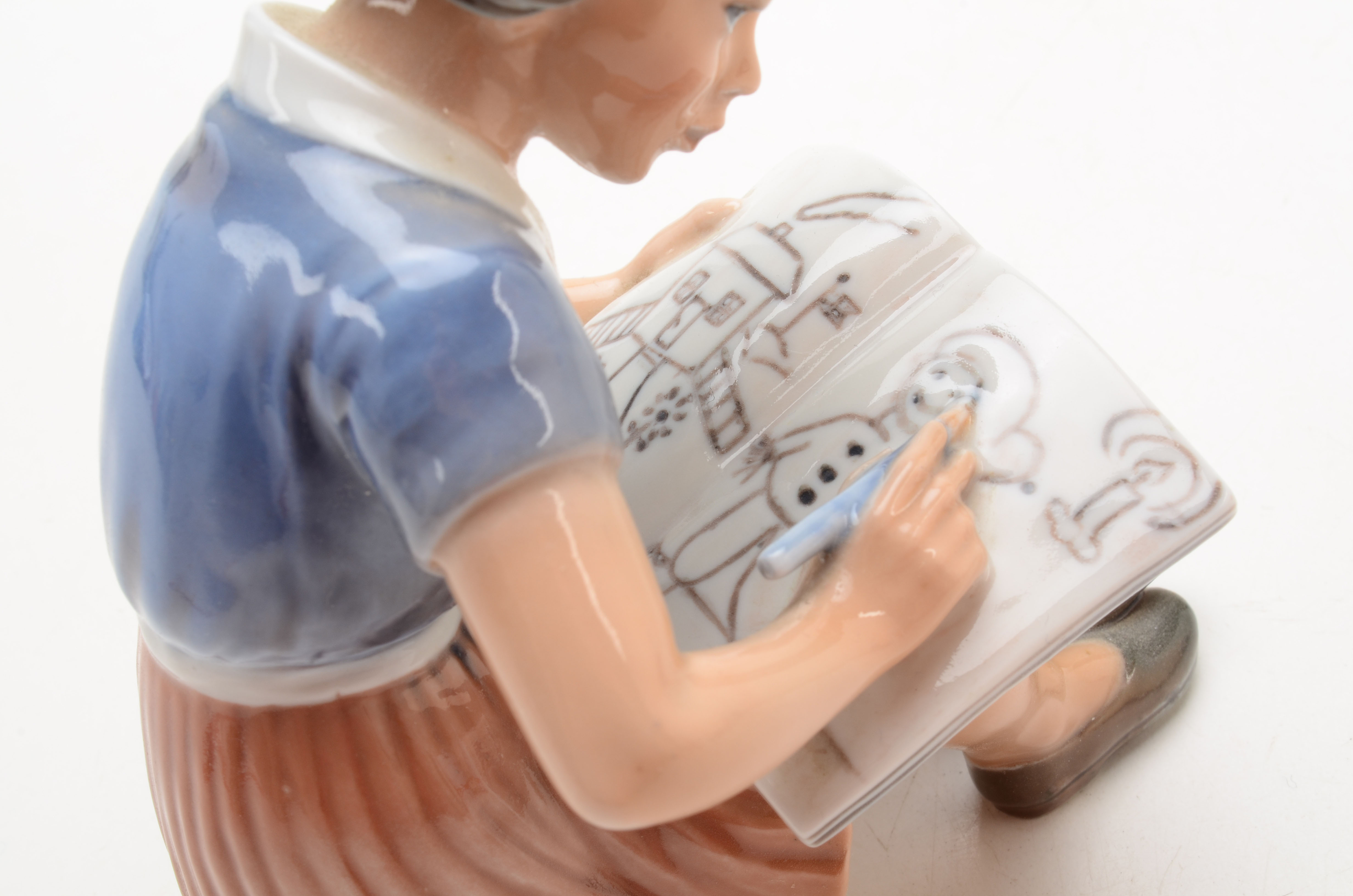 Signed Dahl Jensen Copenhagen Denmark Girl Drawing Figurine