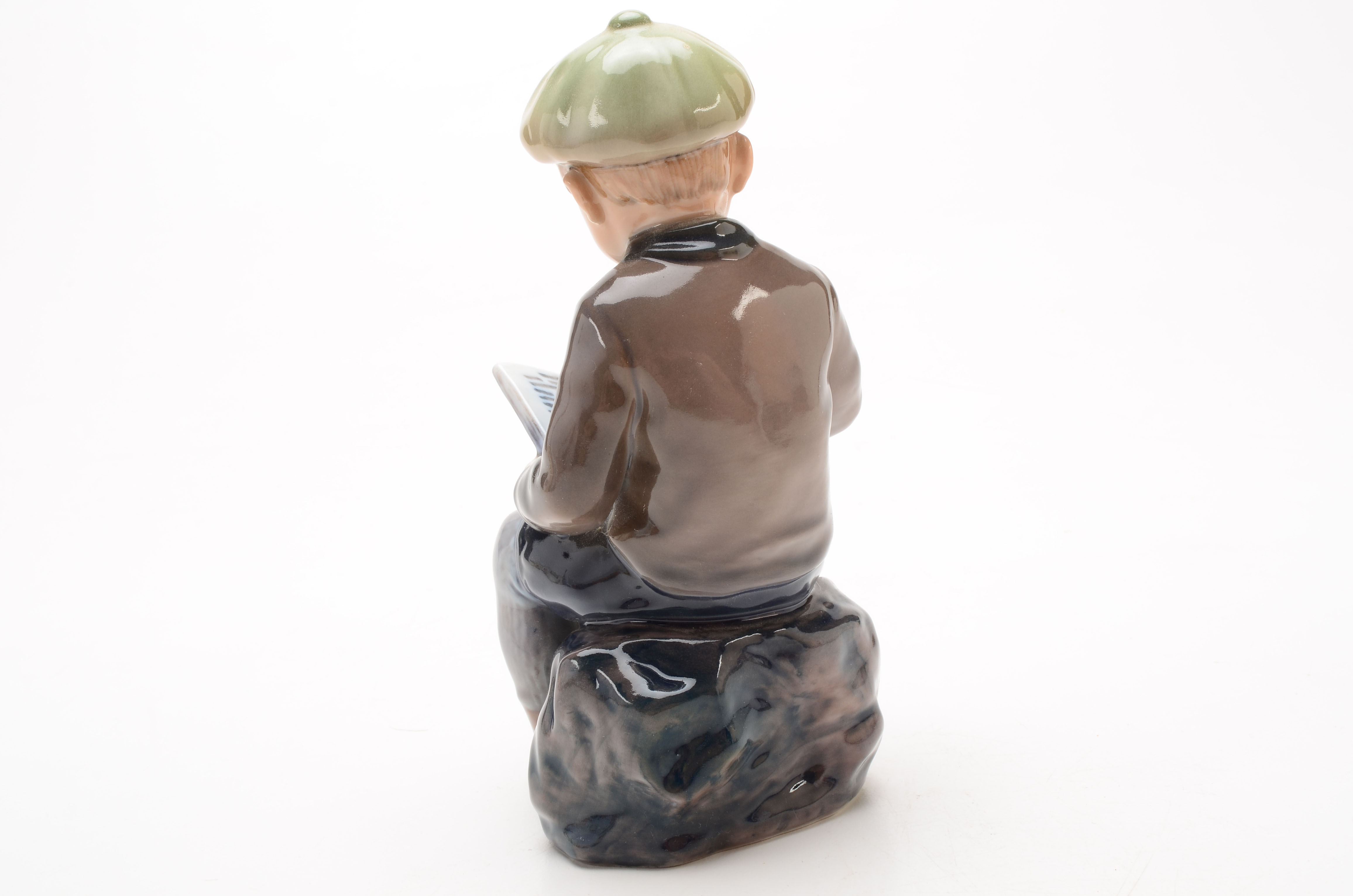 Signed Dahl Jensen Copenhagen Denmark Boy Reading Figurine