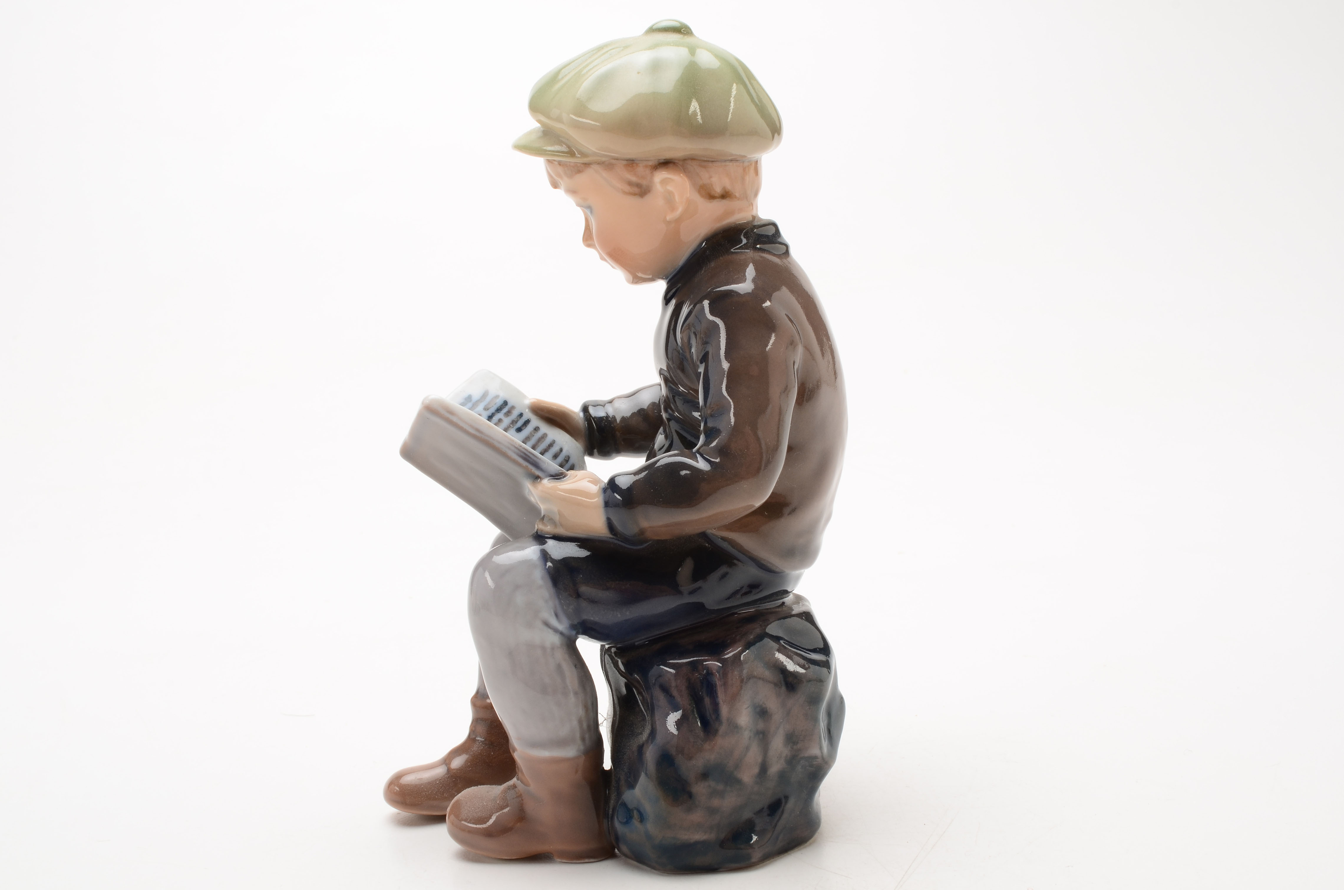 Signed Dahl Jensen Copenhagen Denmark Boy Reading Figurine