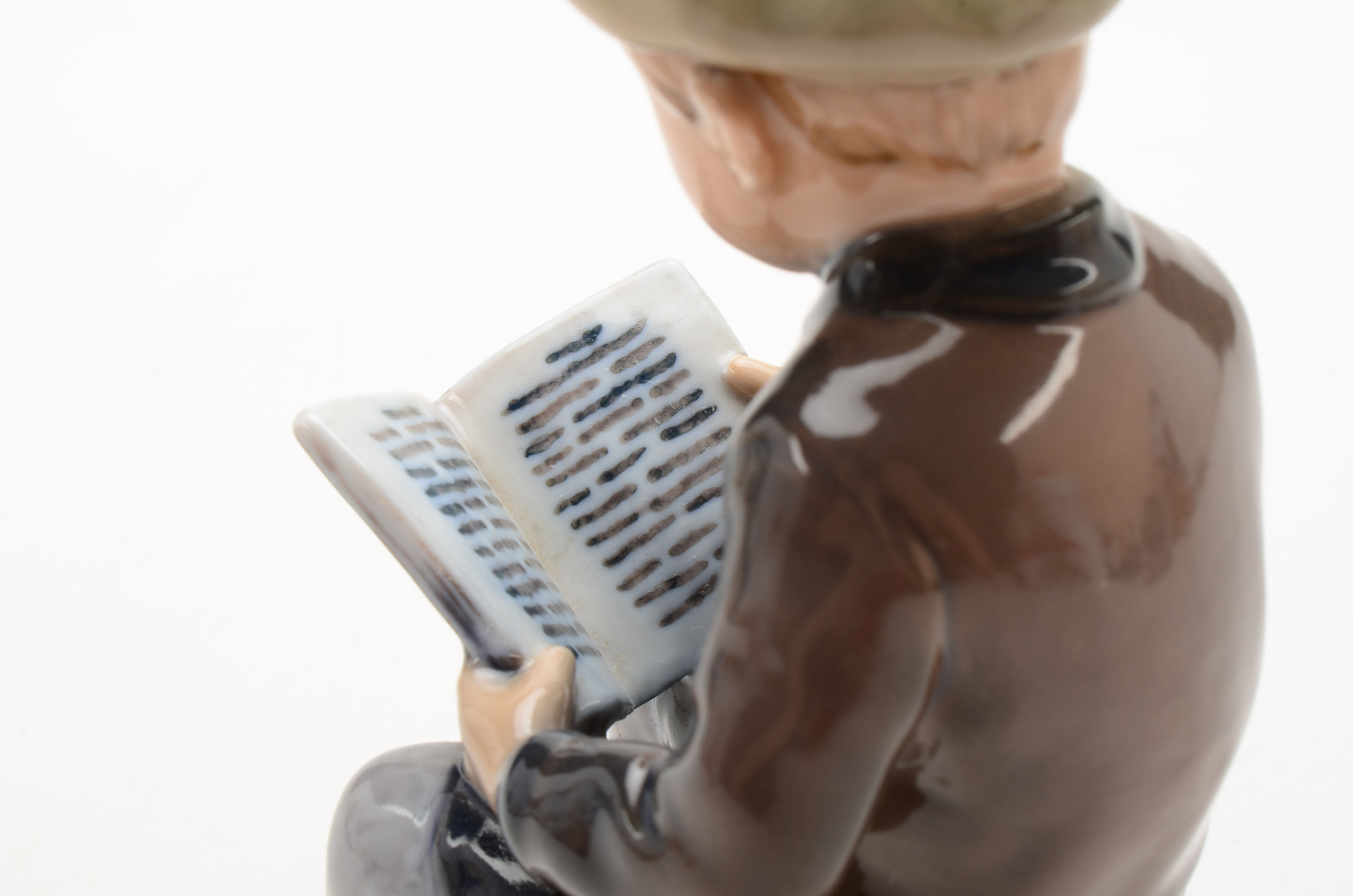 Signed Dahl Jensen Copenhagen Denmark Boy Reading Figurine