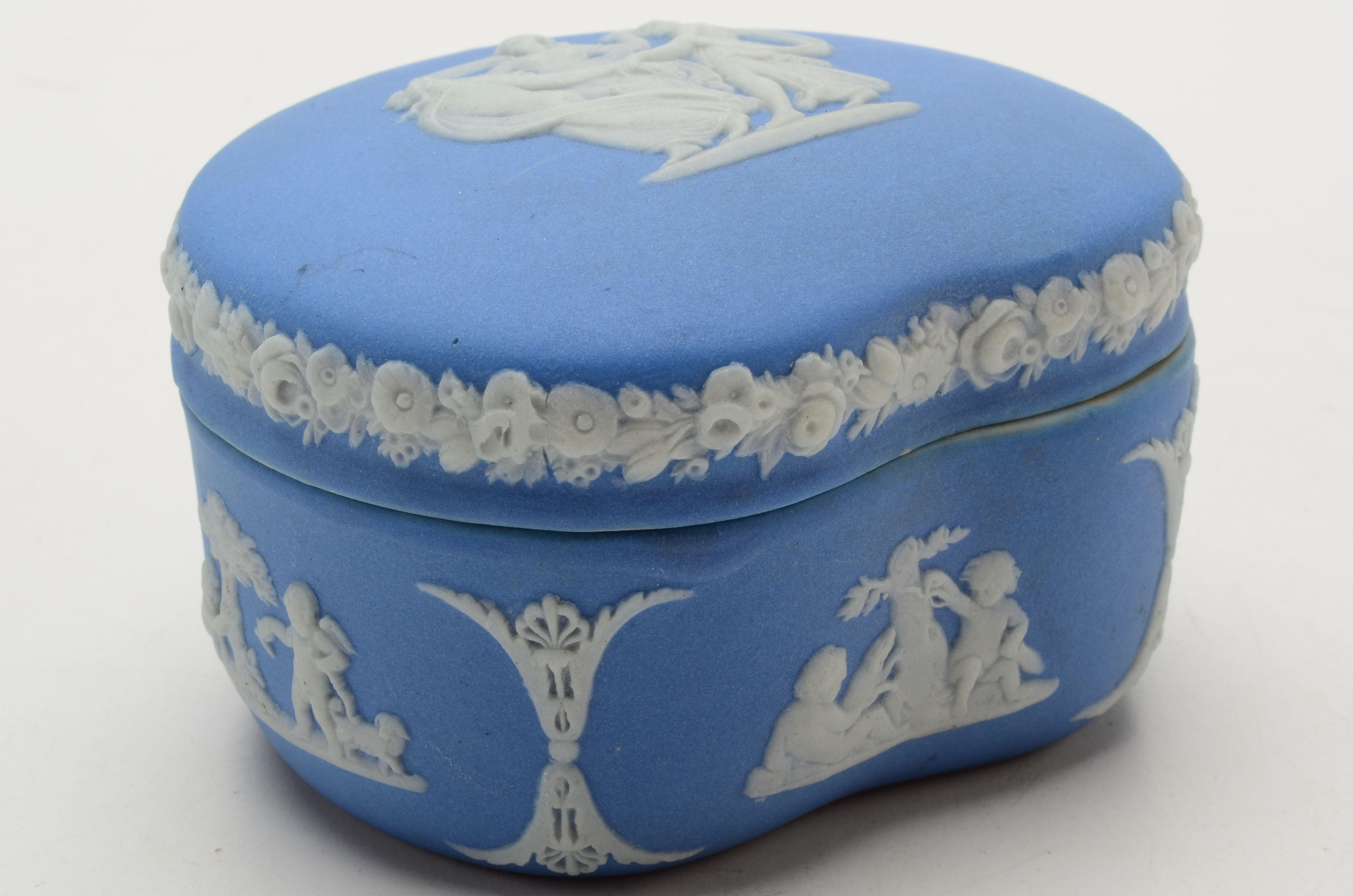 Three Vintage Wedgwood Blue Jasperware Trinket Boxes