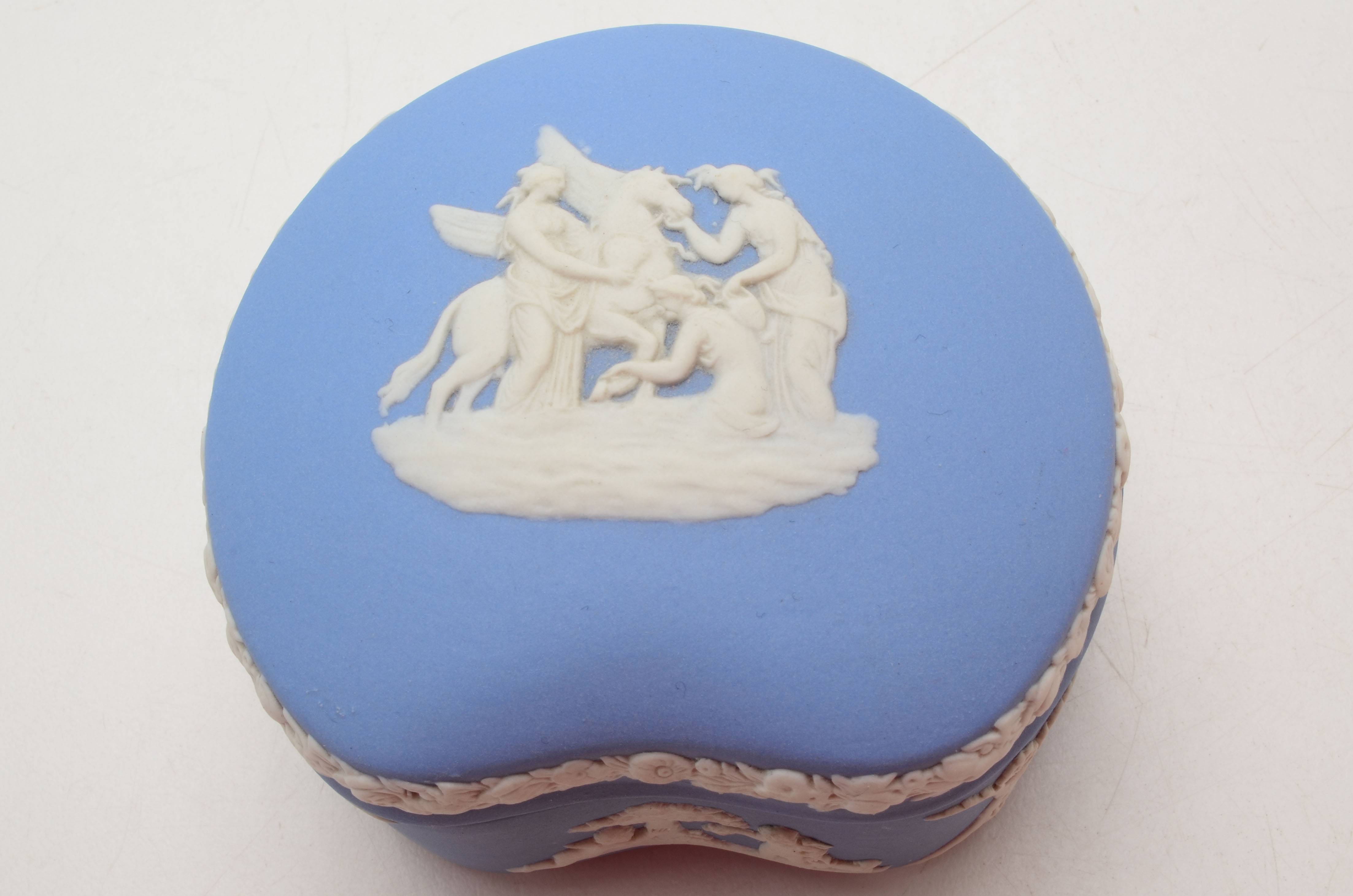 Three Vintage Wedgwood Blue Jasperware Trinket Boxes