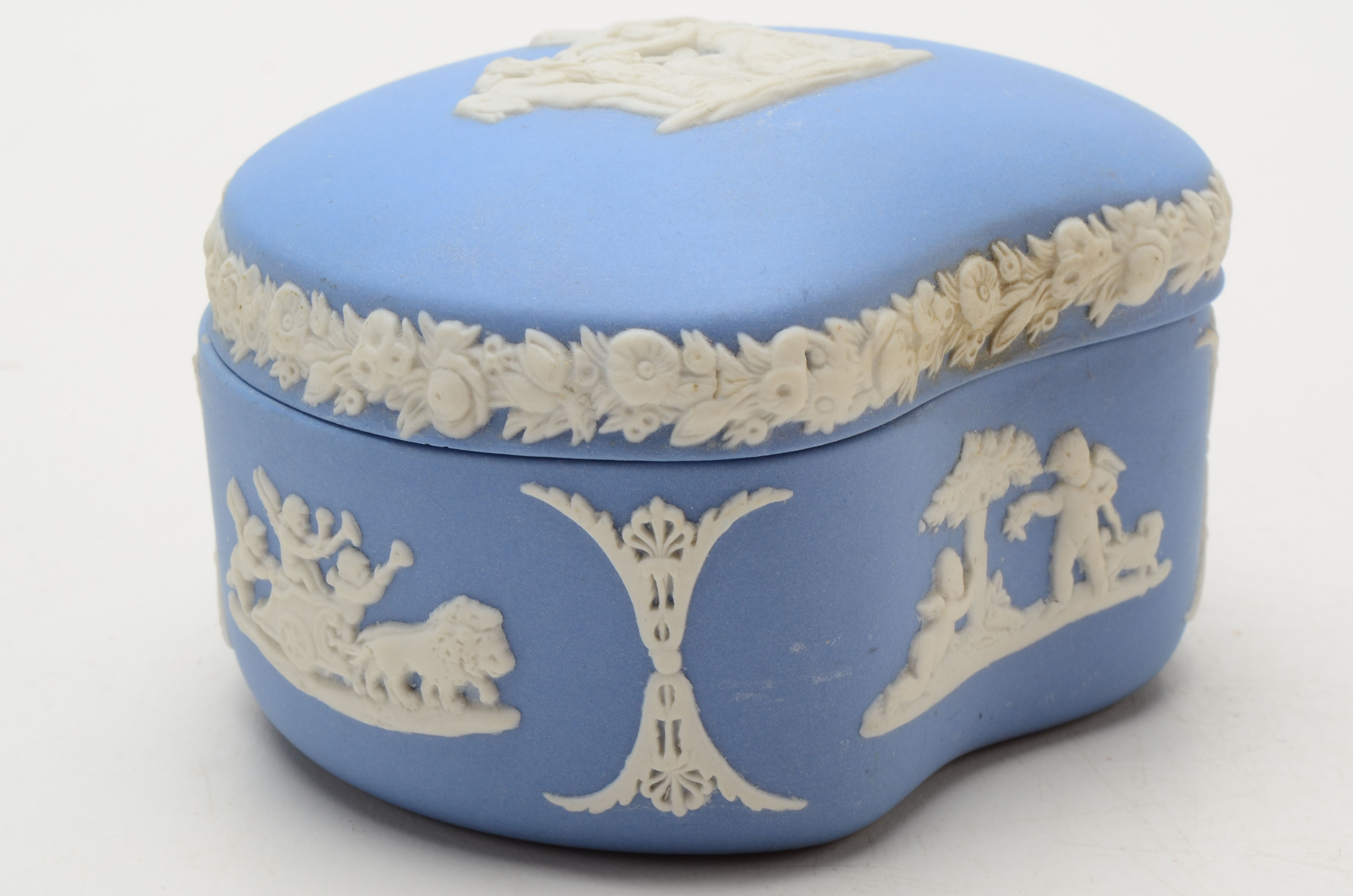 Three Vintage Wedgwood Blue Jasperware Trinket Boxes