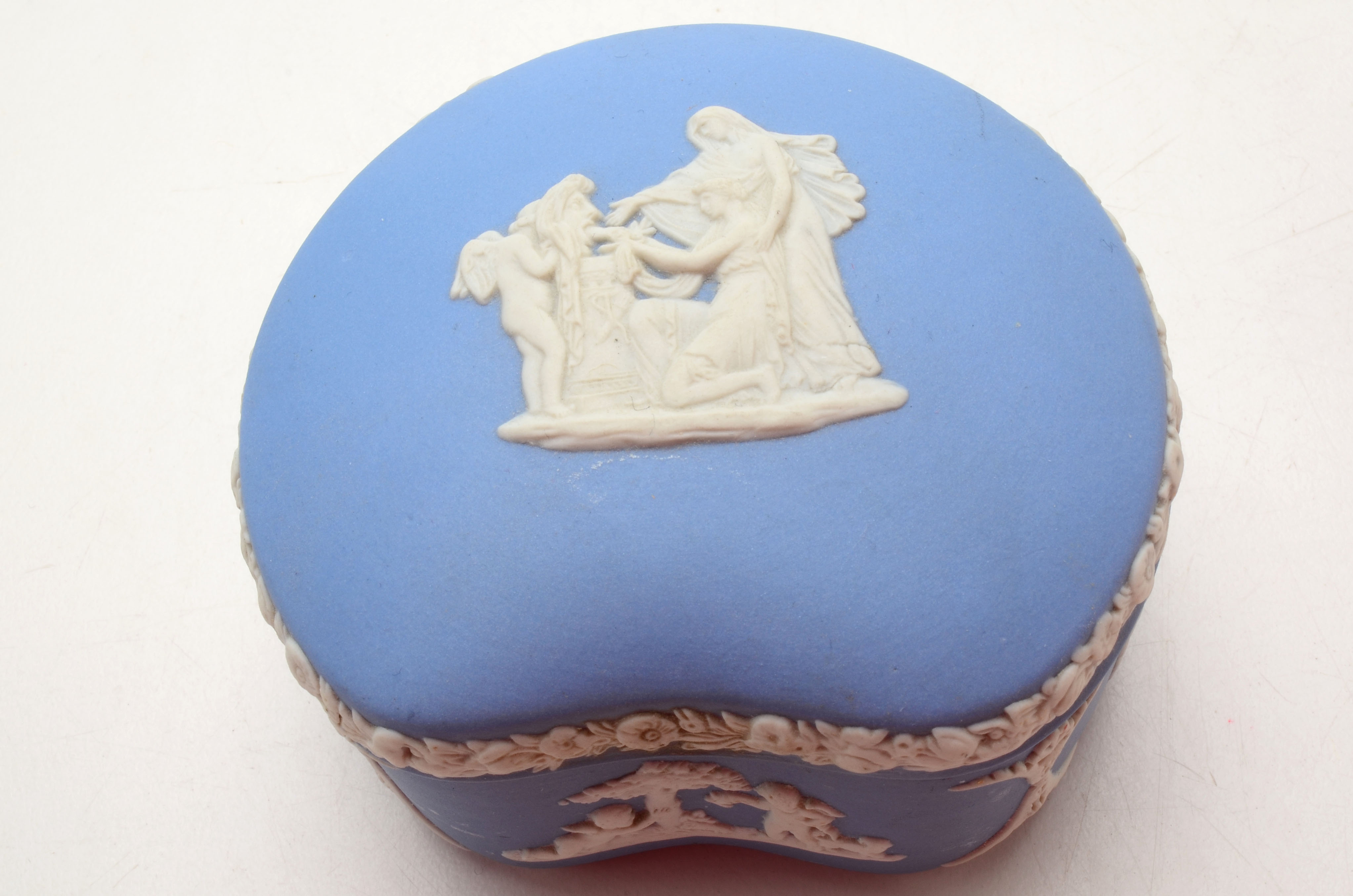 Three Vintage Wedgwood Blue Jasperware Trinket Boxes