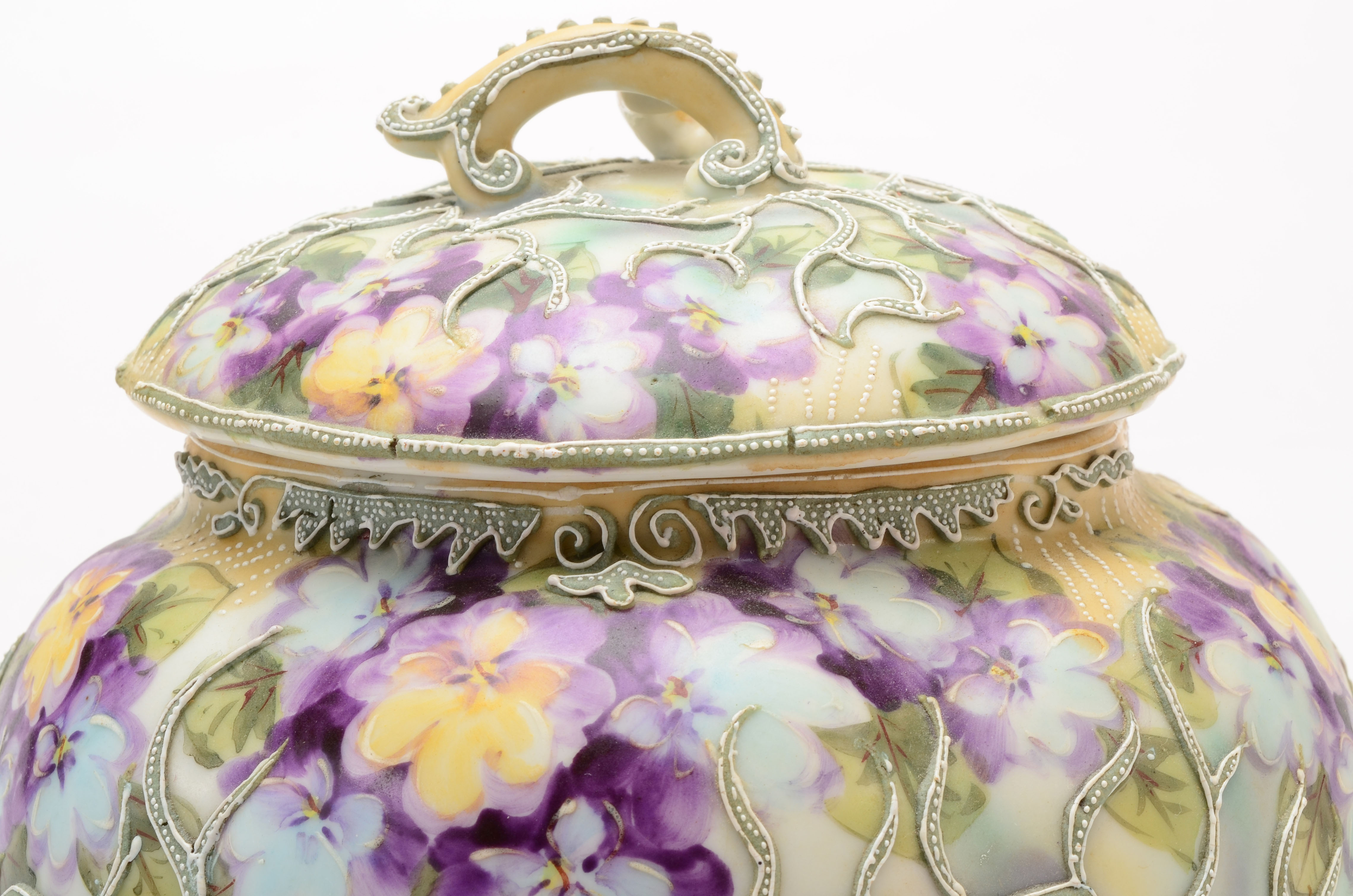 Japanese Porcelain Moriage Footed Vase