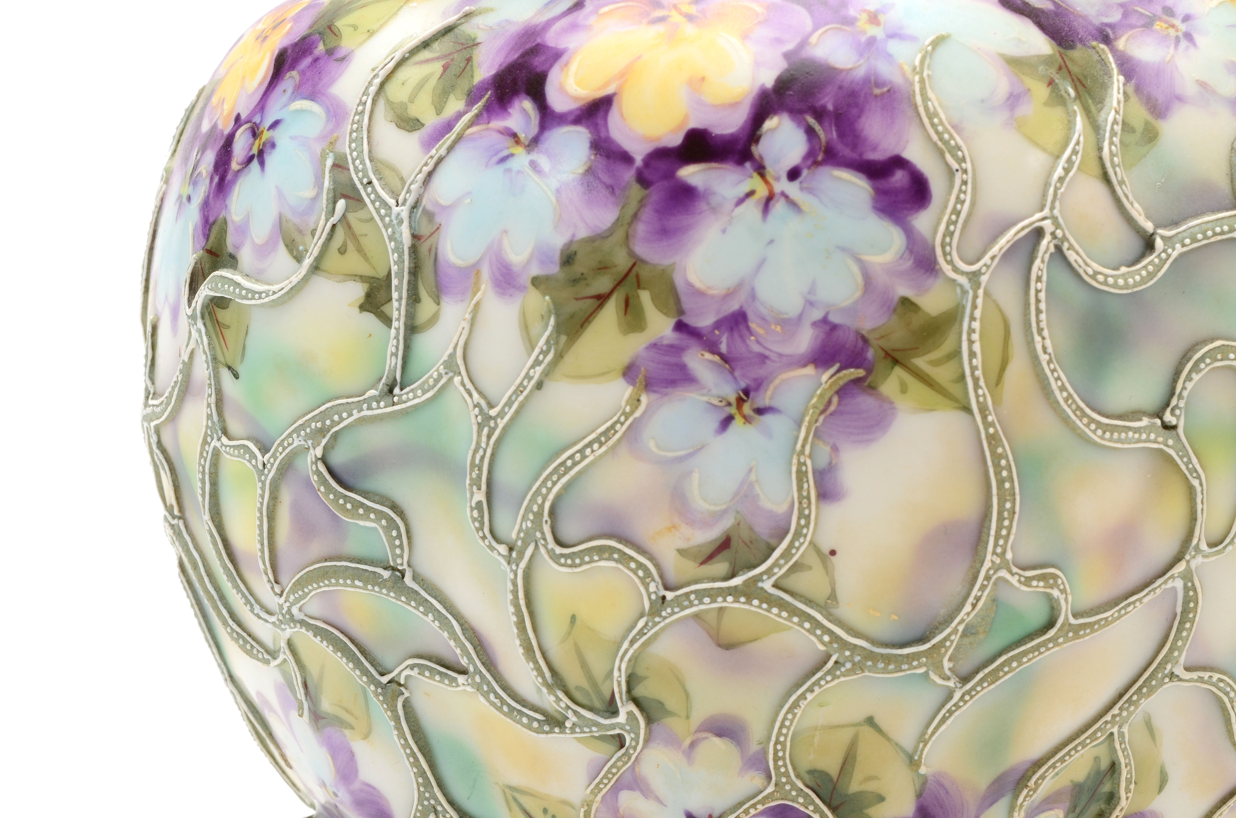 Japanese Porcelain Moriage Footed Vase