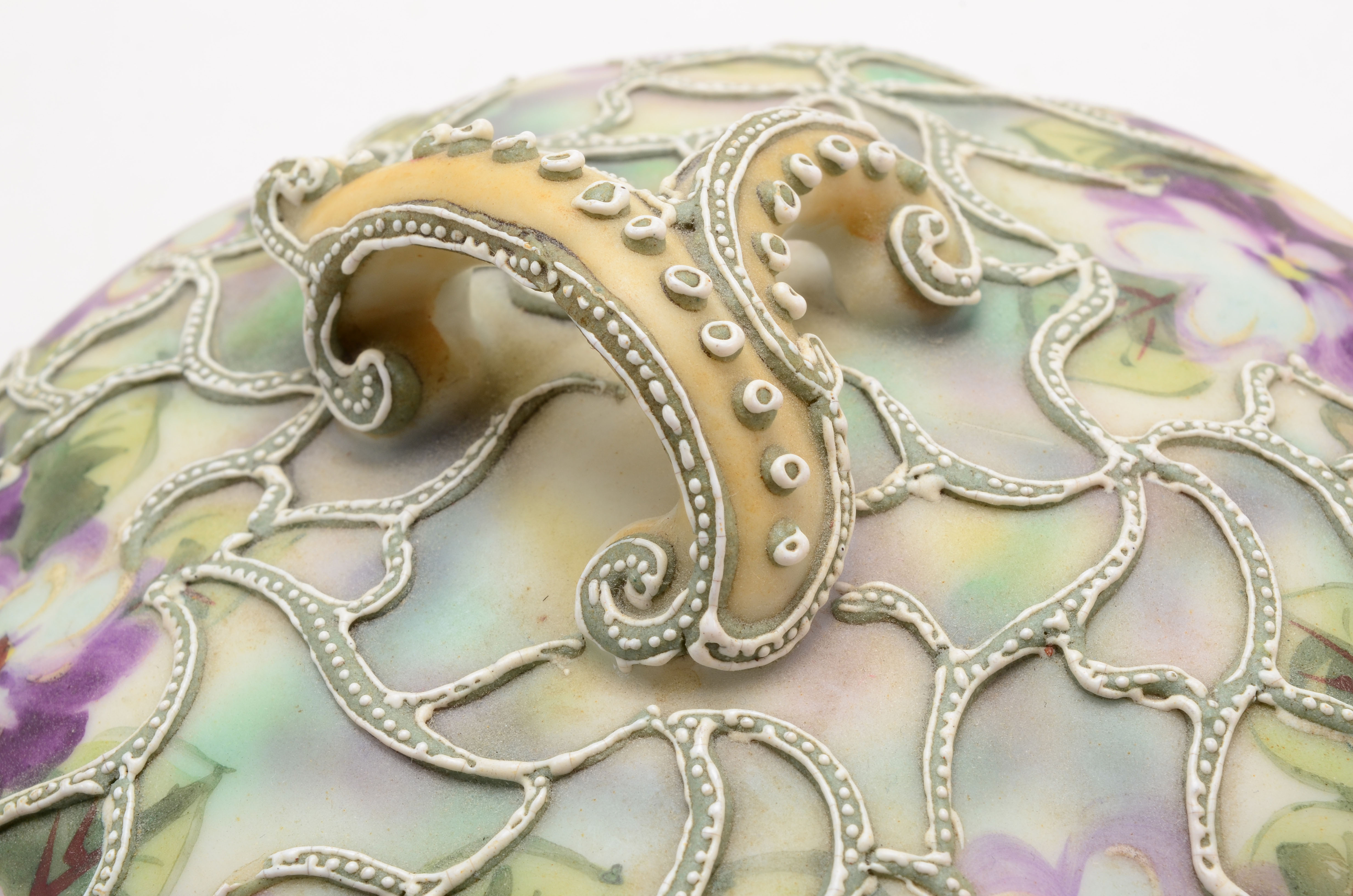 Japanese Porcelain Moriage Footed Vase