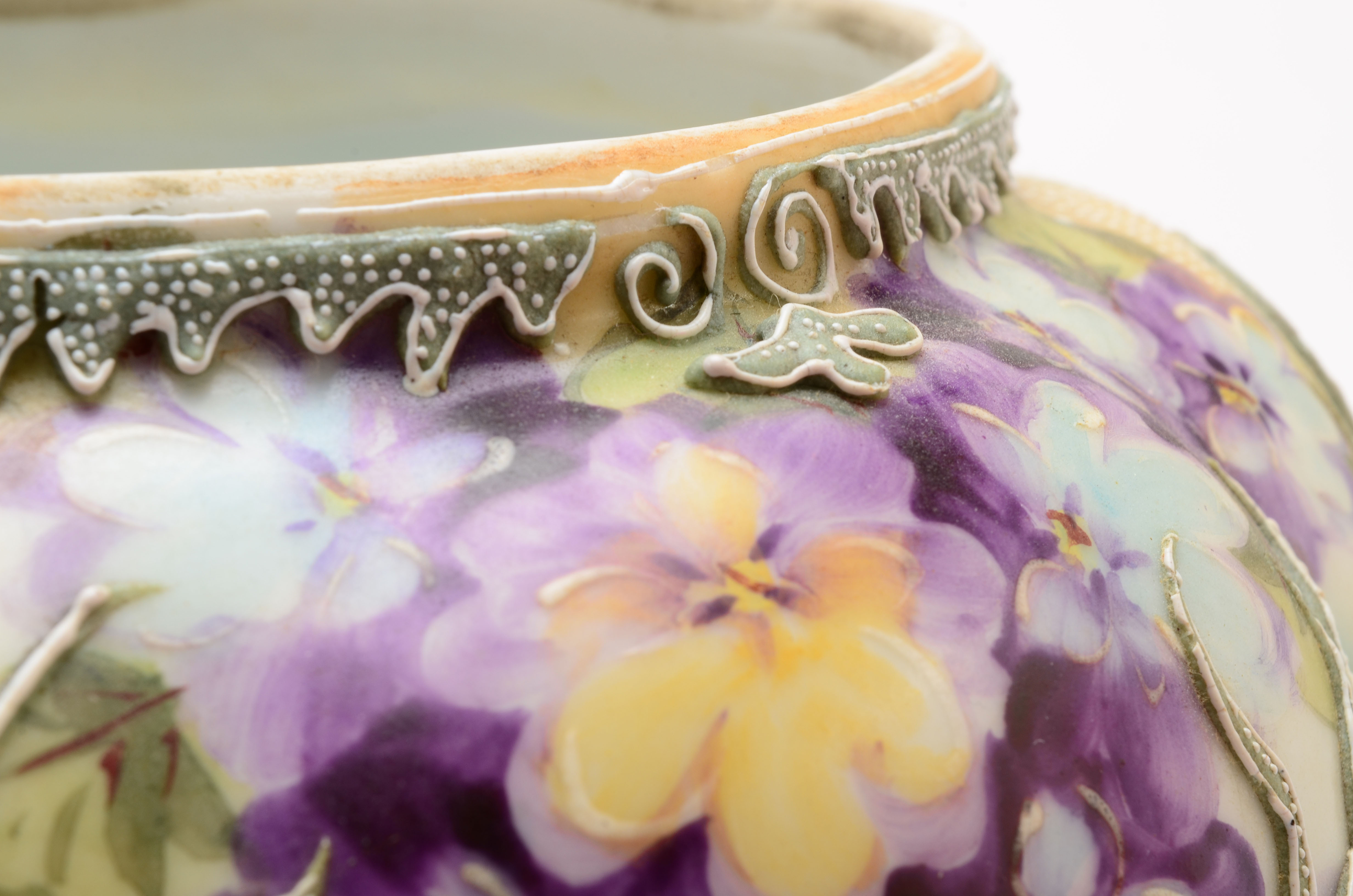 Japanese Porcelain Moriage Footed Vase