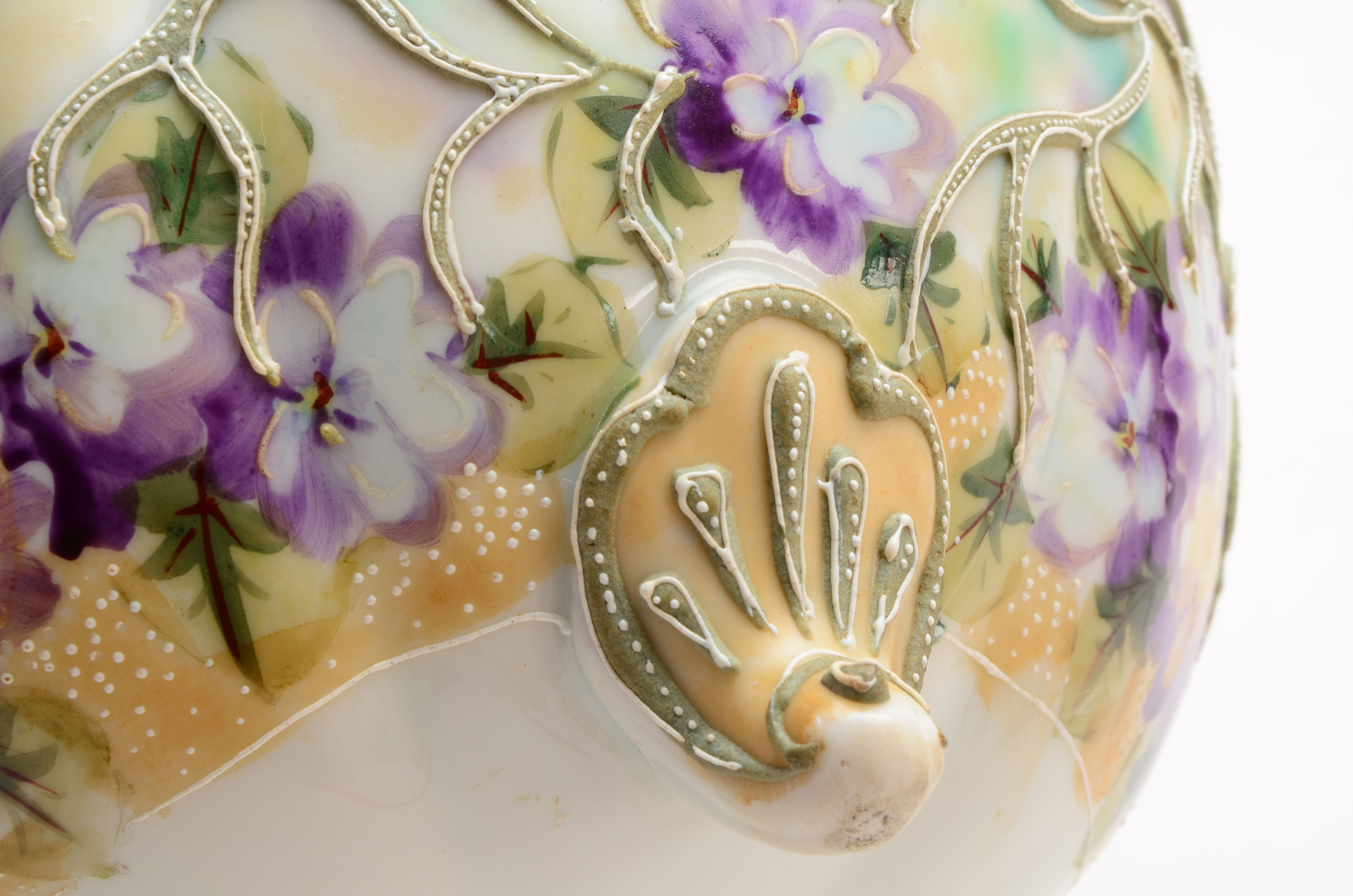 Japanese Porcelain Moriage Footed Vase