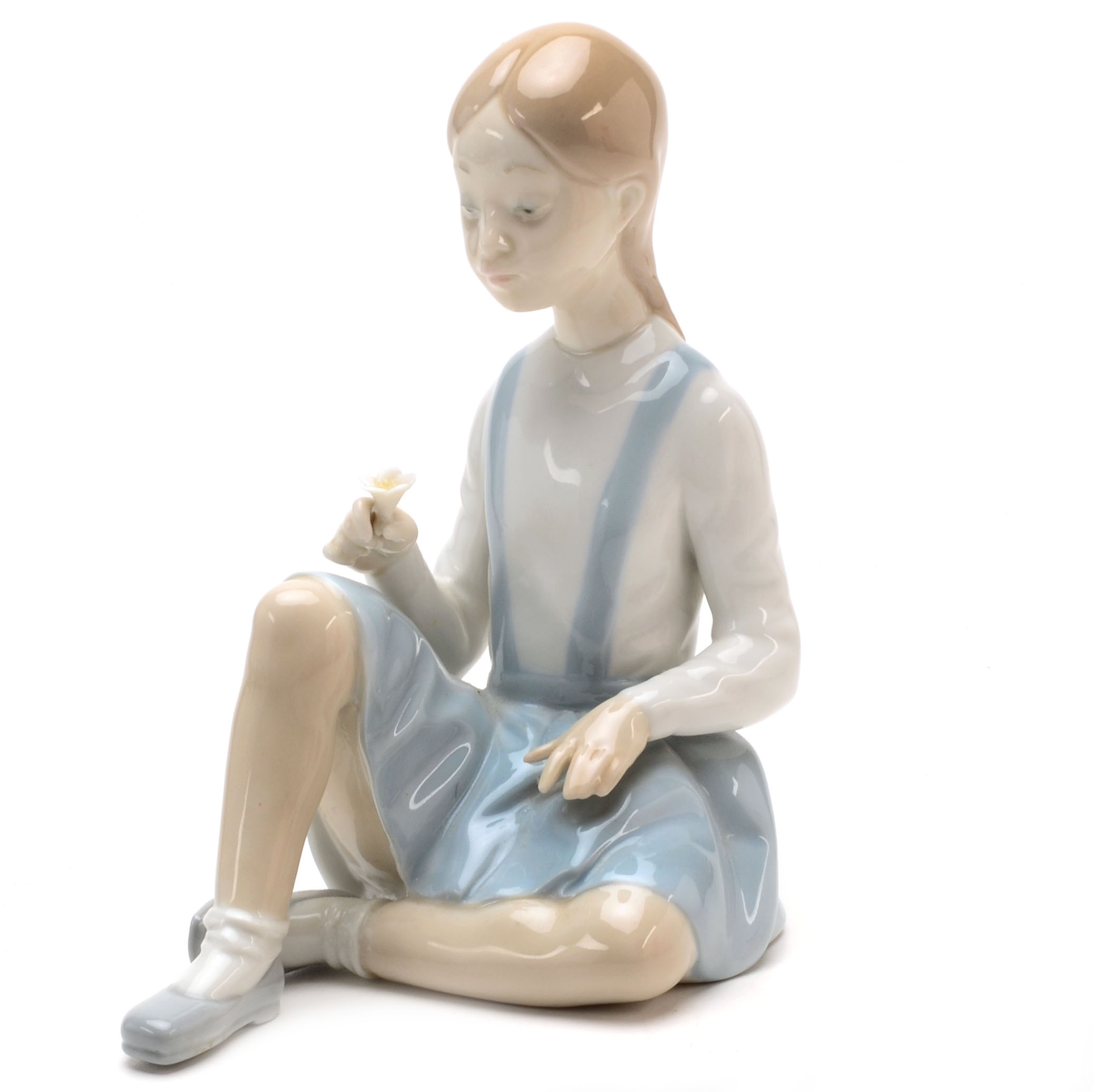 Lladro Girl with Flower Figurine