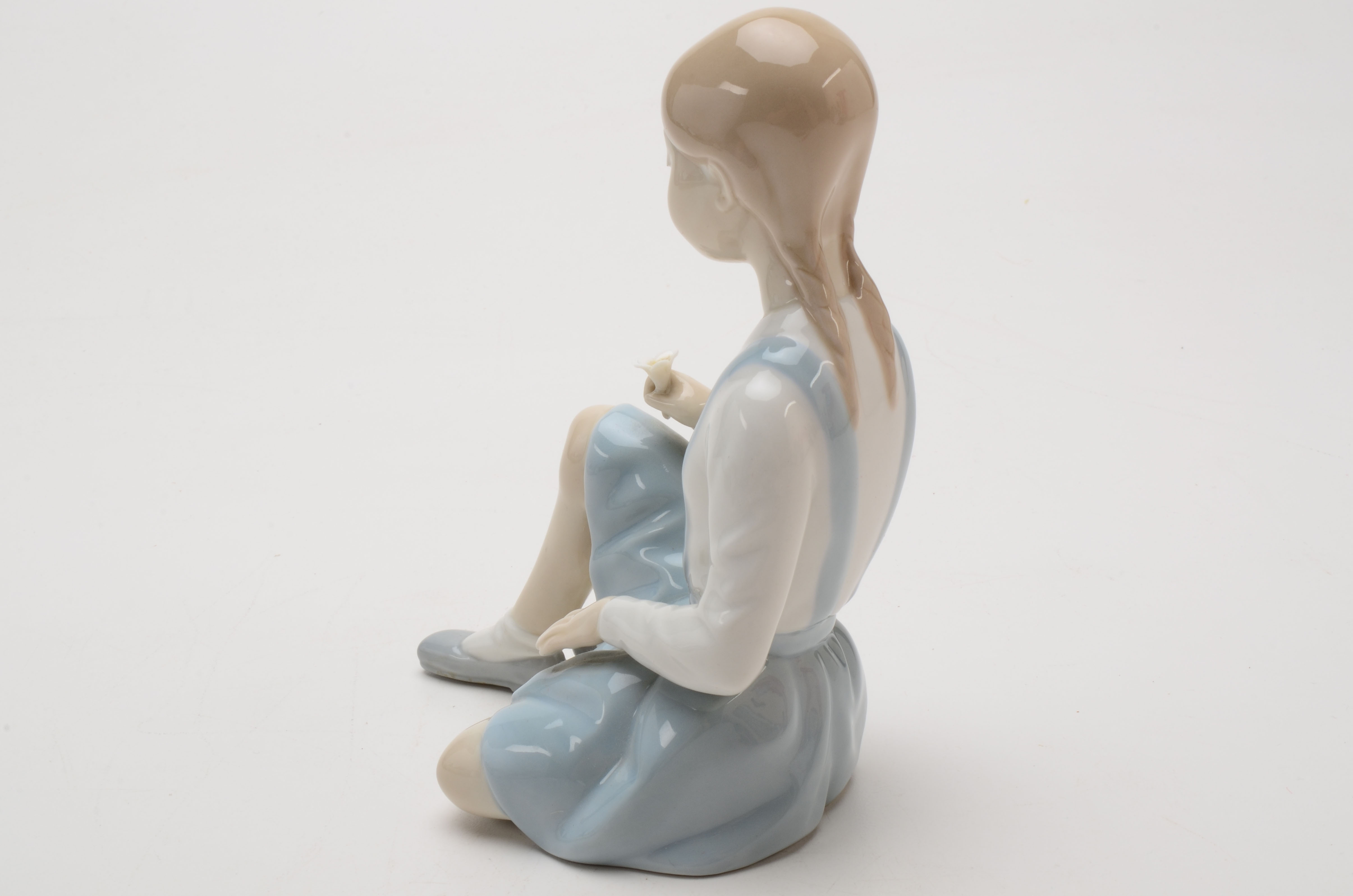 Lladro Girl with Flower Figurine