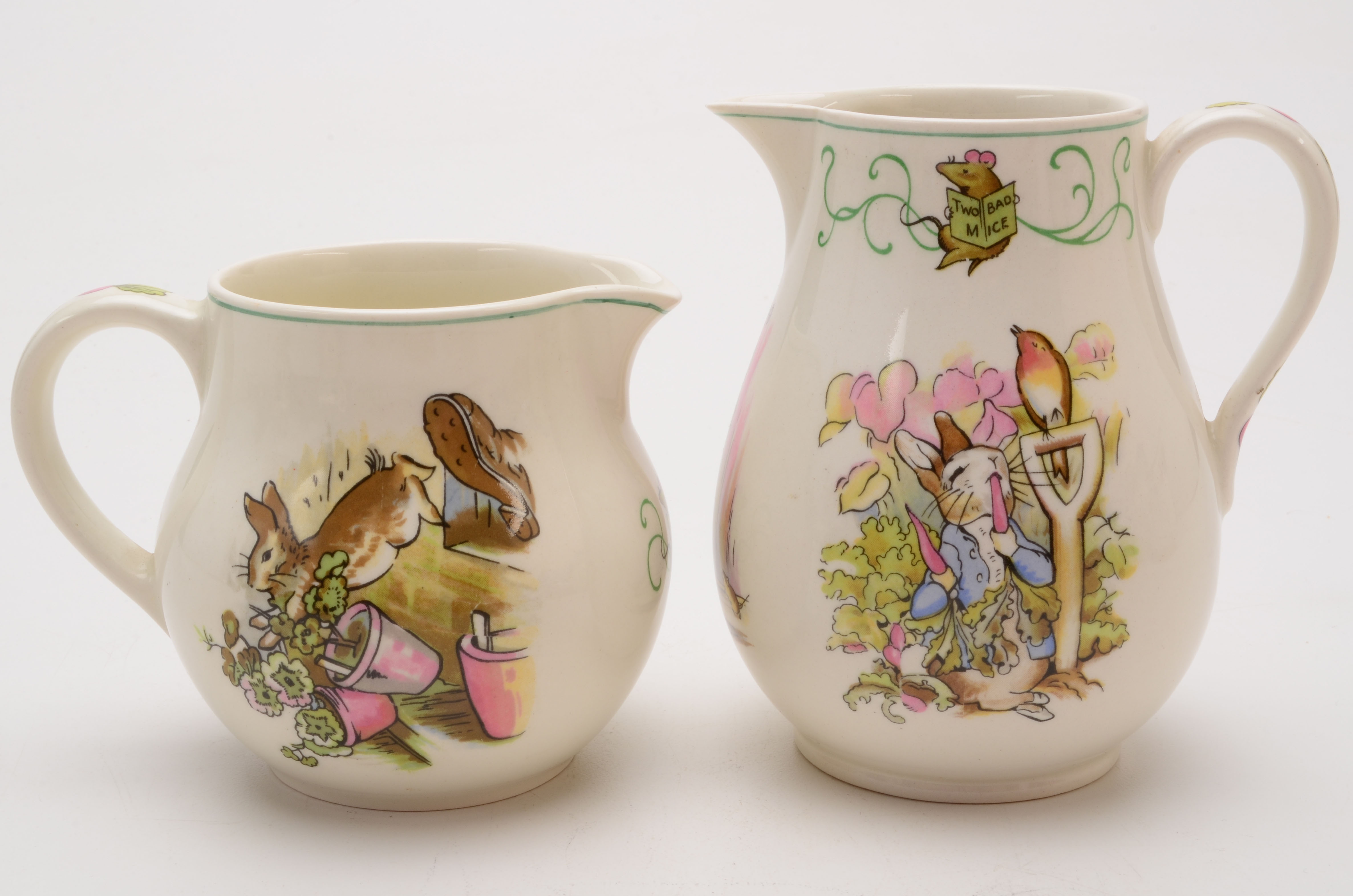 Assortment of Vintage Wedgwood Creamers Including Peter Rabbit