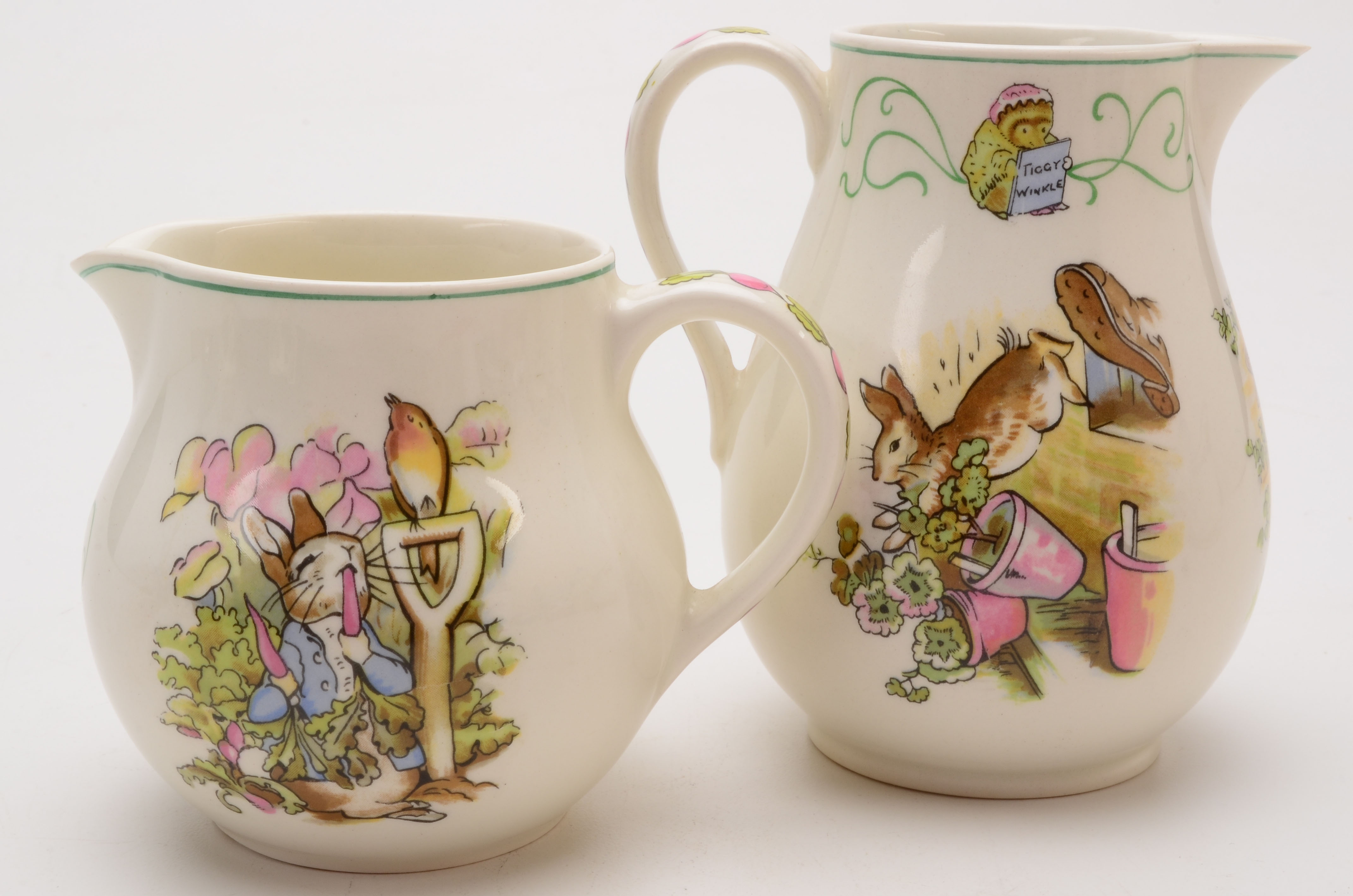 Assortment of Vintage Wedgwood Creamers Including Peter Rabbit
