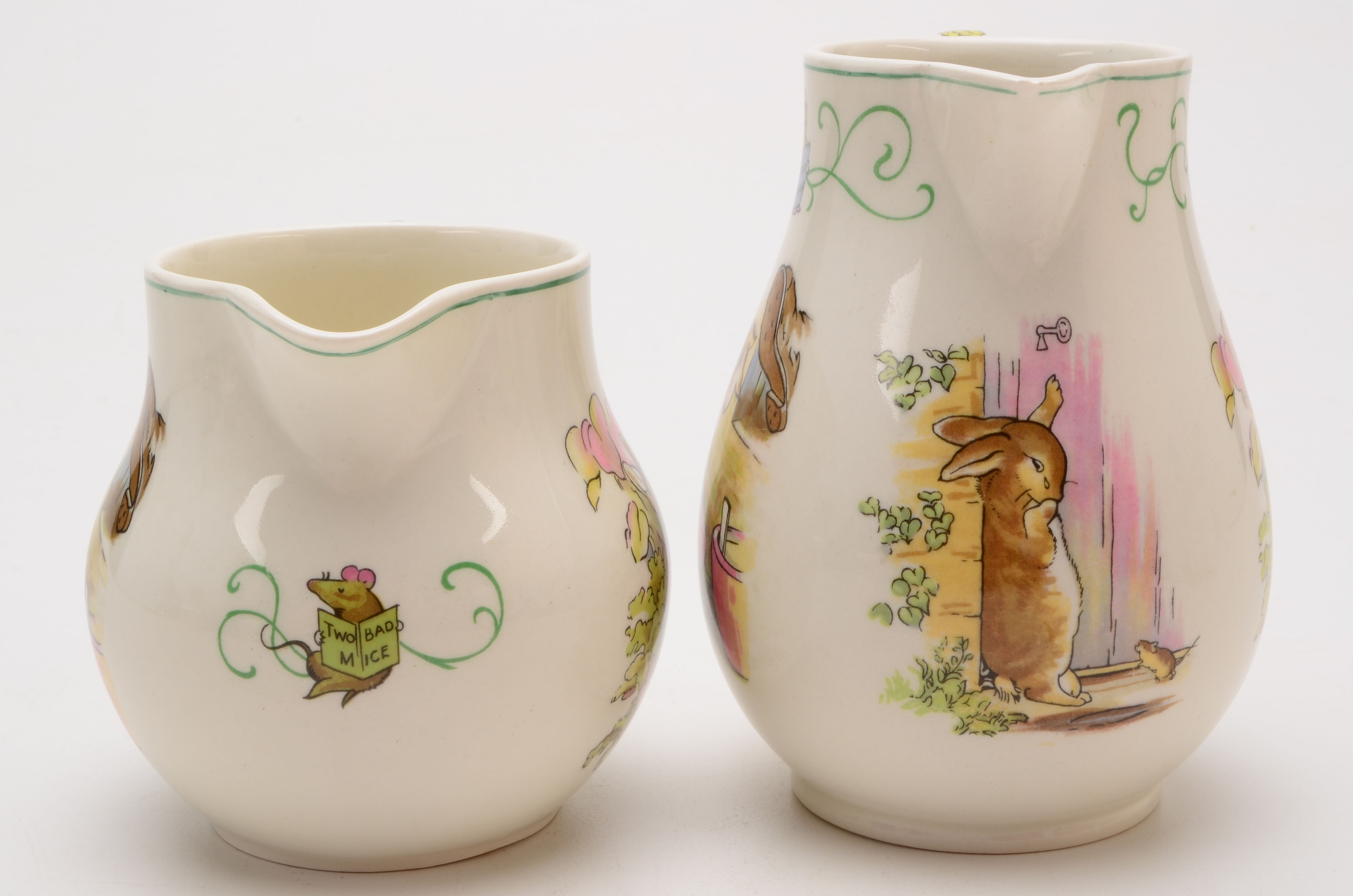 Assortment of Vintage Wedgwood Creamers Including Peter Rabbit