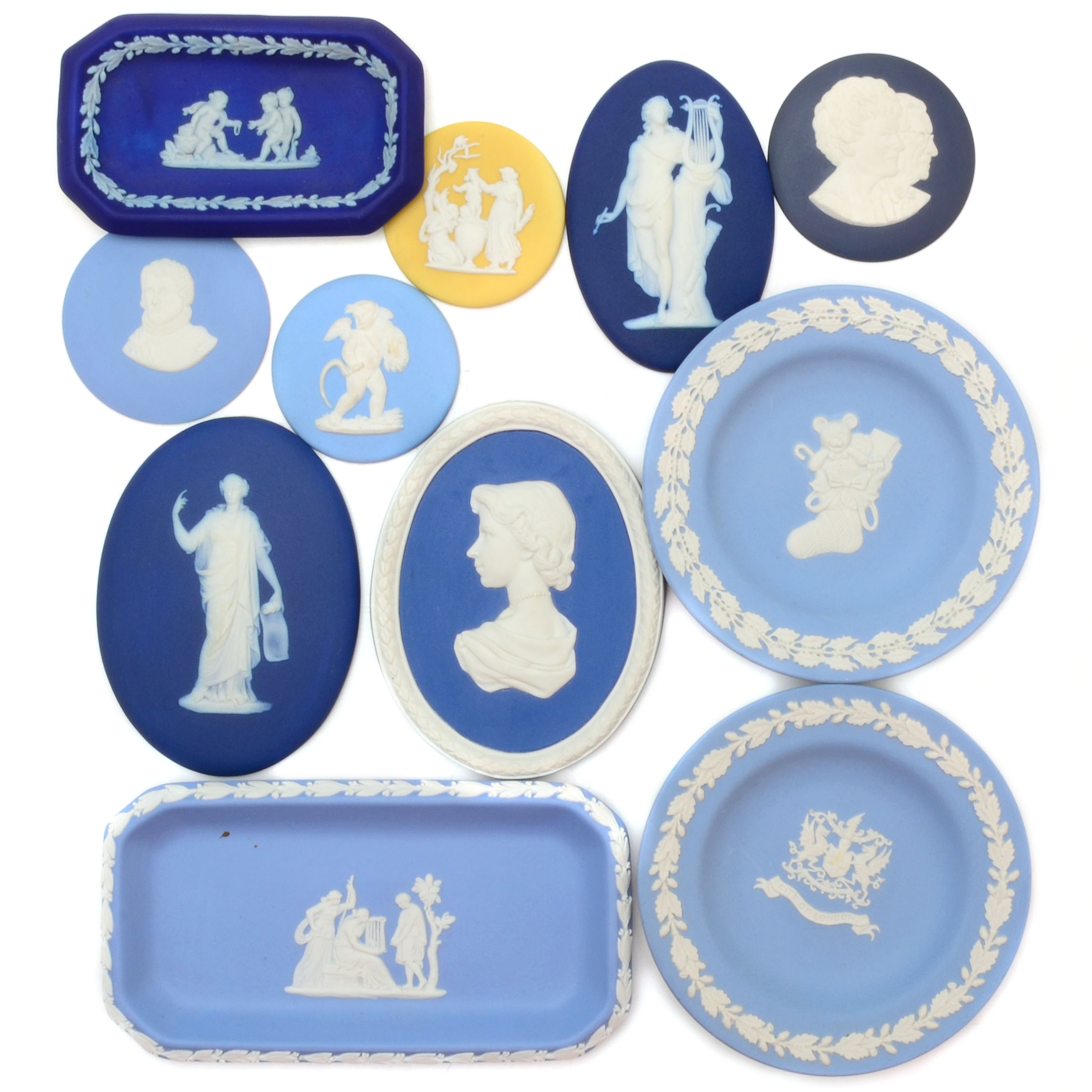 Assortment of Wedgwood Jasperware Plaques, Dishes, and More