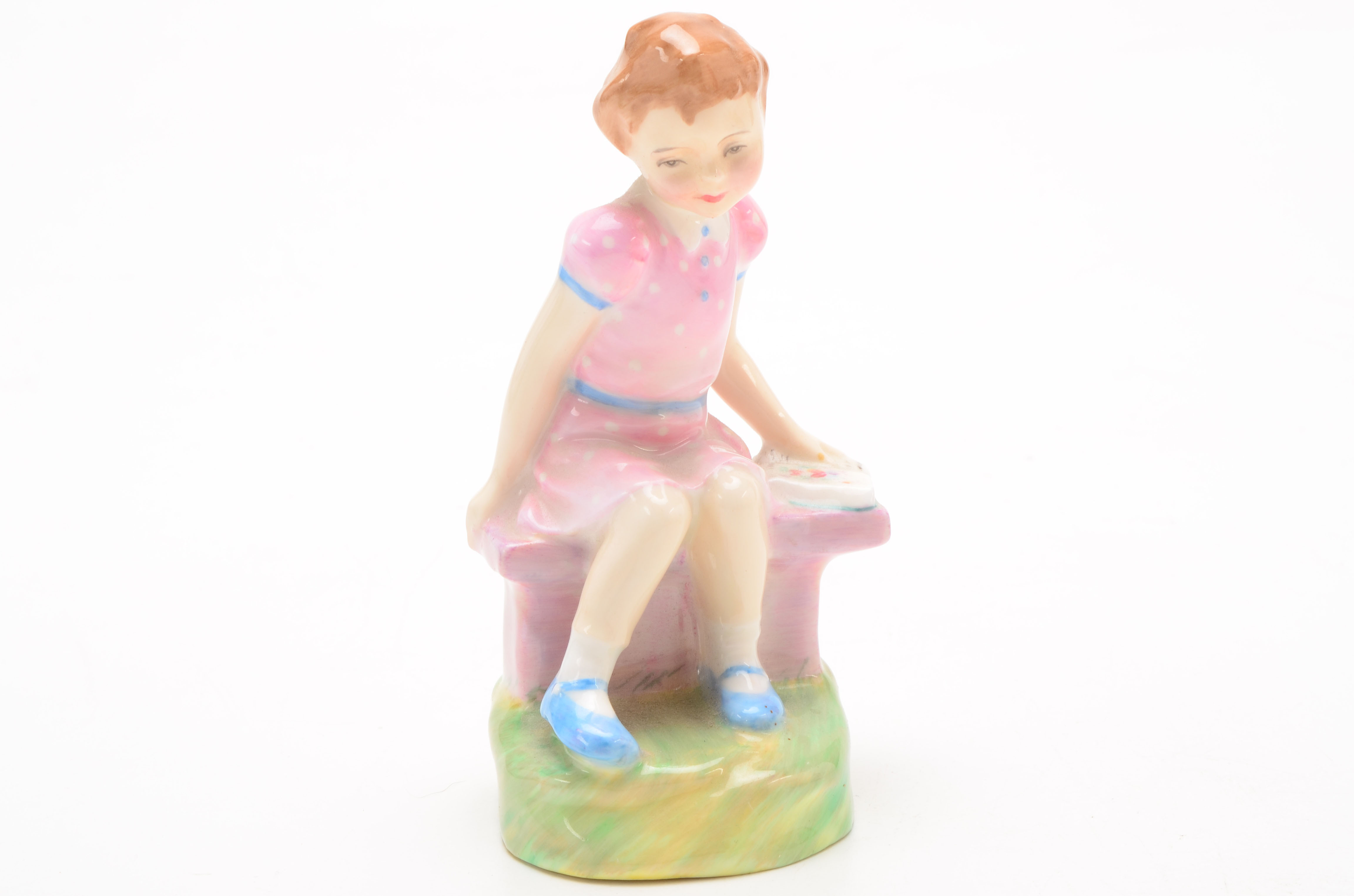 Pair of Royal Doulton Porcelain Girl Figurines Reading