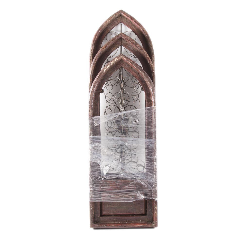 Reclaimed Wood Gothic Style Windows Wall Art