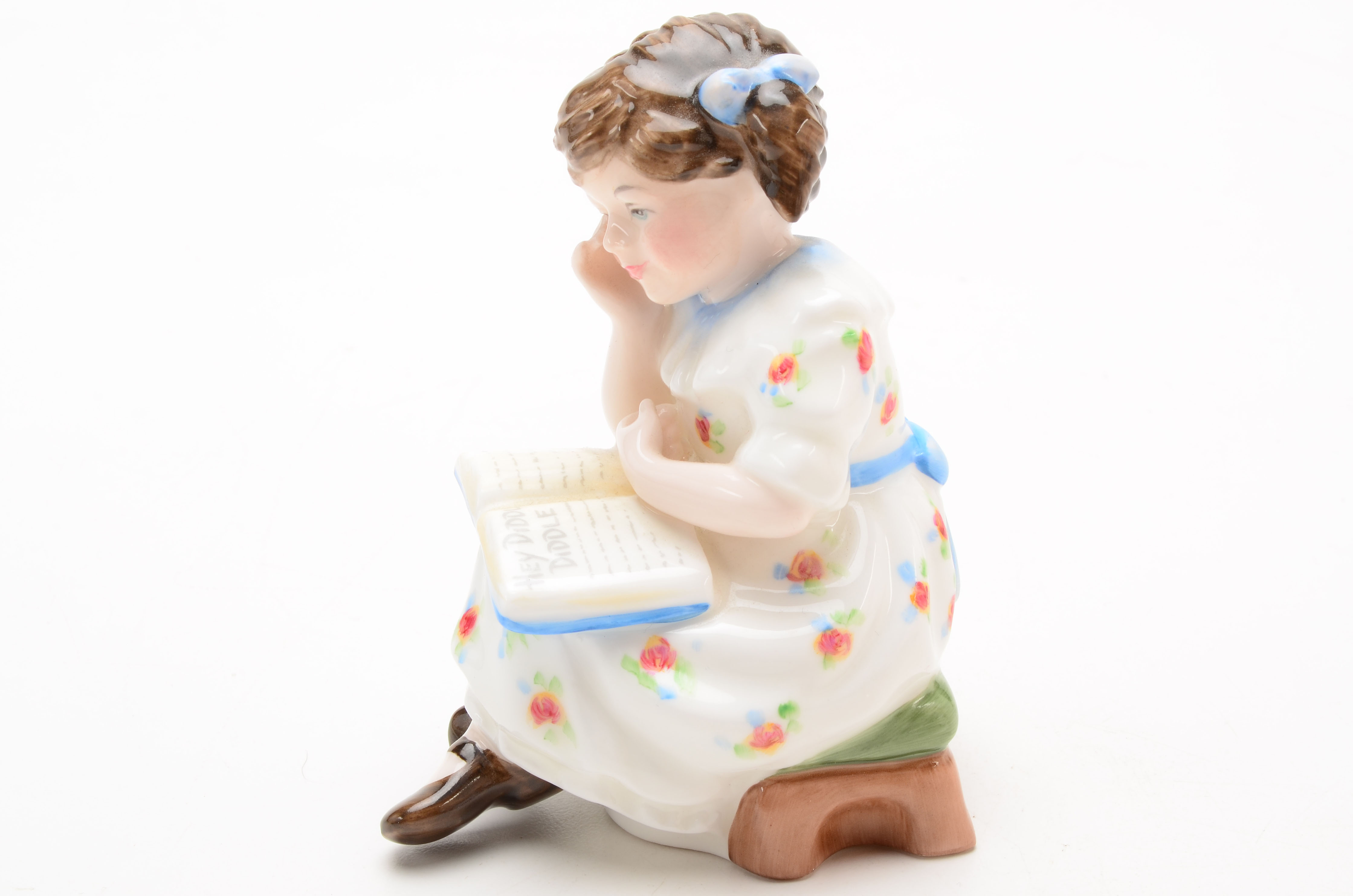 Pair of Royal Doulton Porcelain Girl Figurines Reading