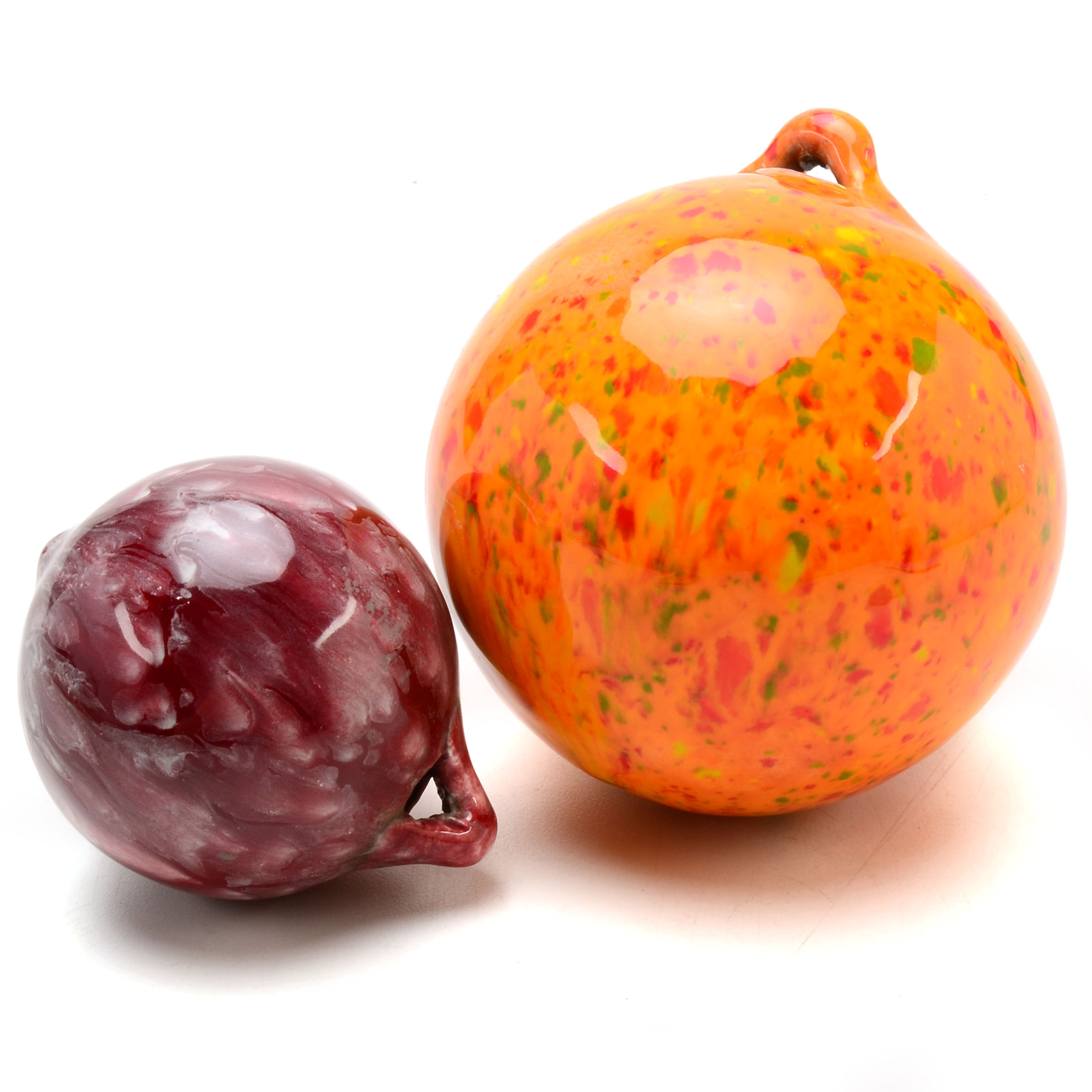 Pair of Hand Blown Glass "Witch Balls"