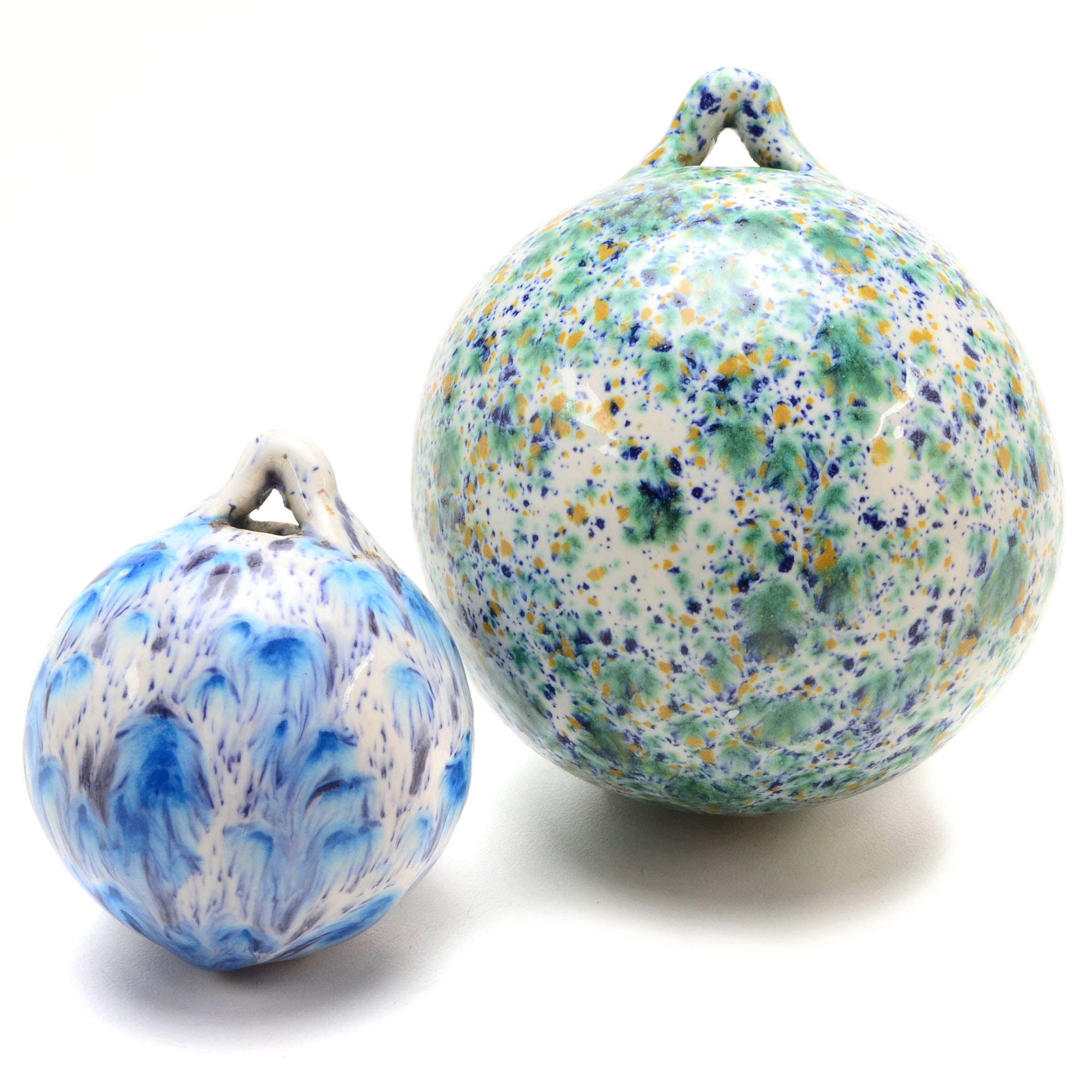 Pair of Hand Blown Glass "Witch Balls"