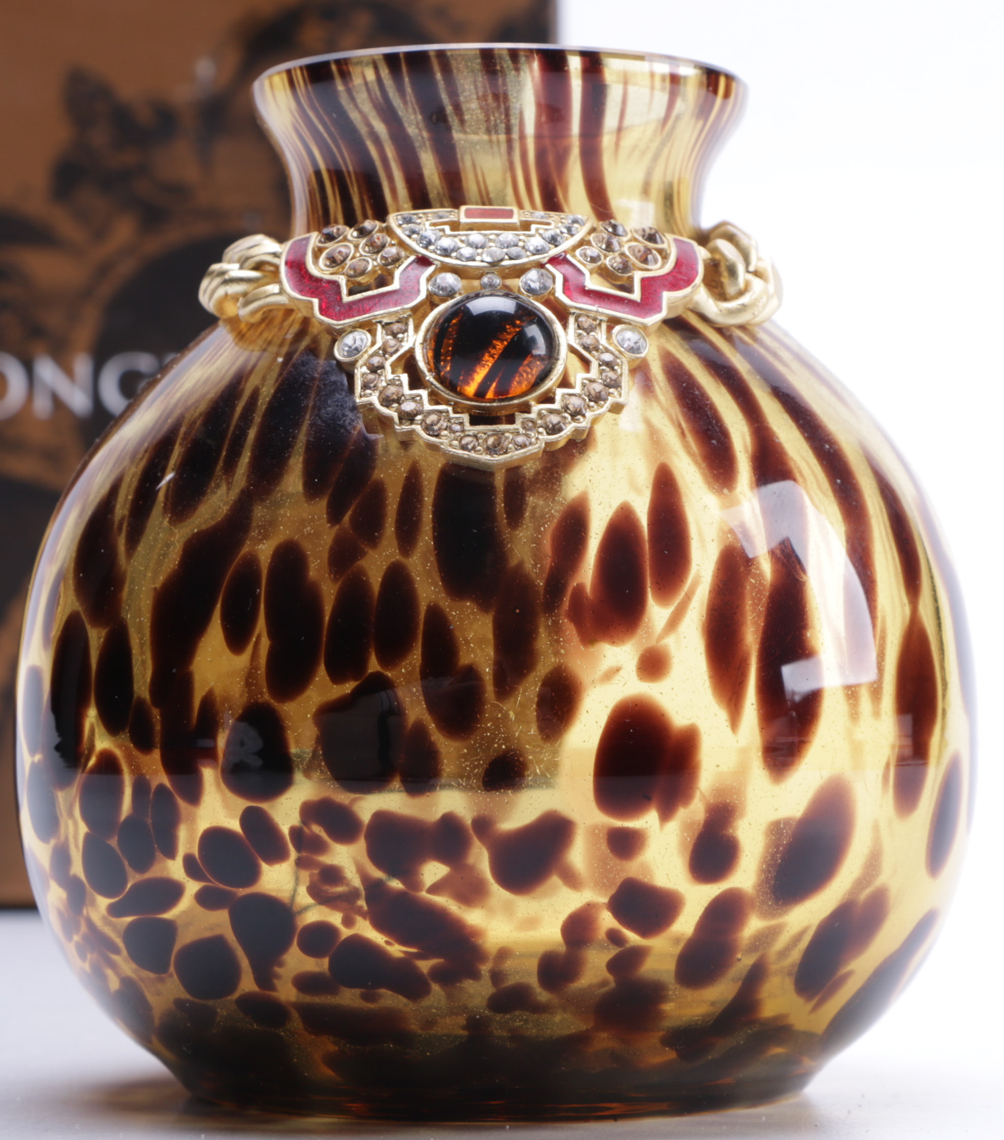 Jay Strongwater Light Yellow and Sanguine Vase